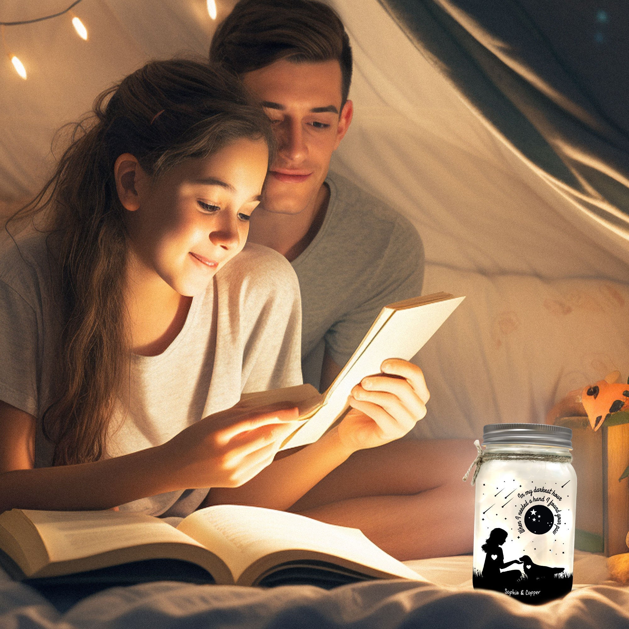 In Darkest Hour I Found Your Paw - Personalized Mason Jar Light - Image 4