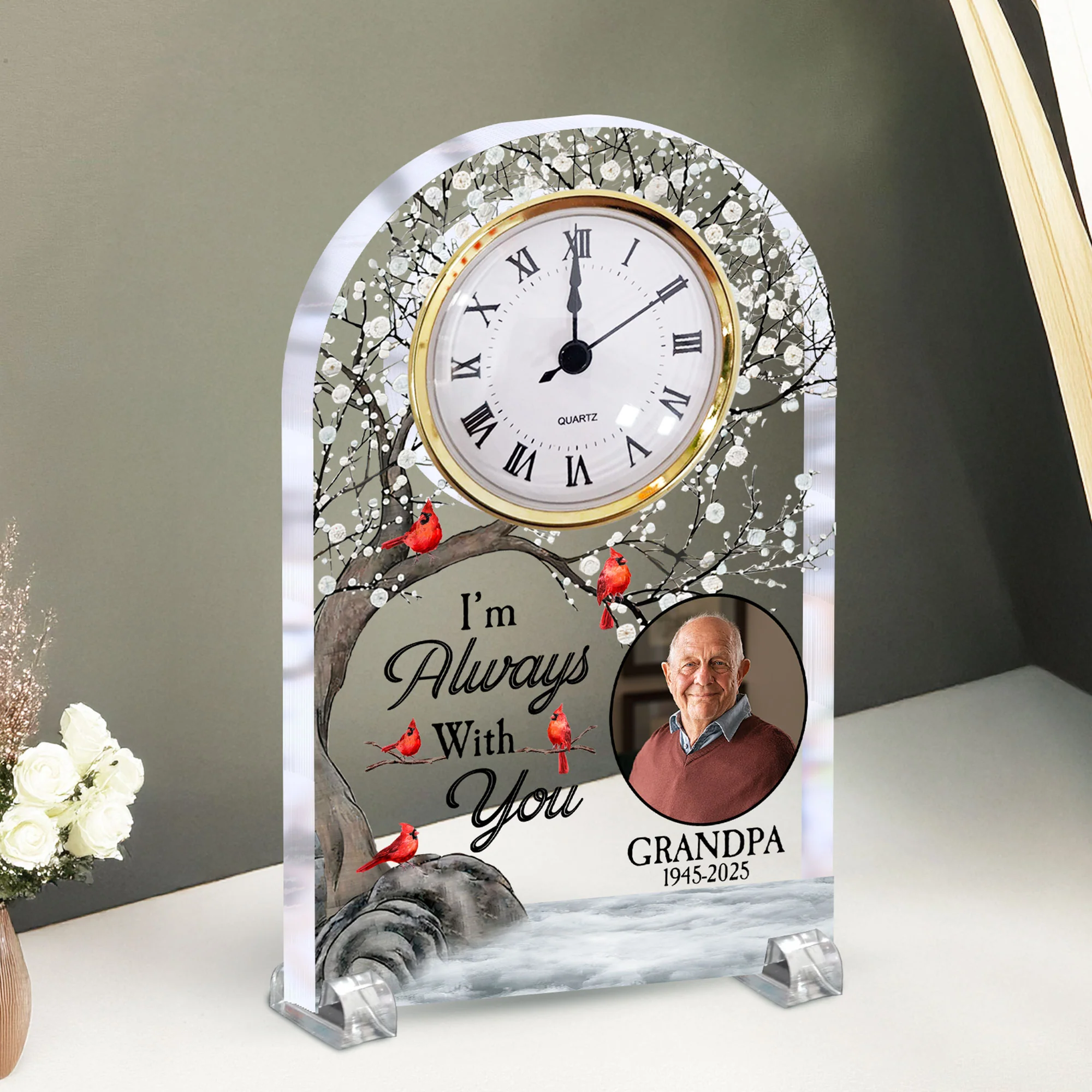 In Loving Memory I'm Always With You - Personalized Acrylic Photo Desk Clock - Image 4
