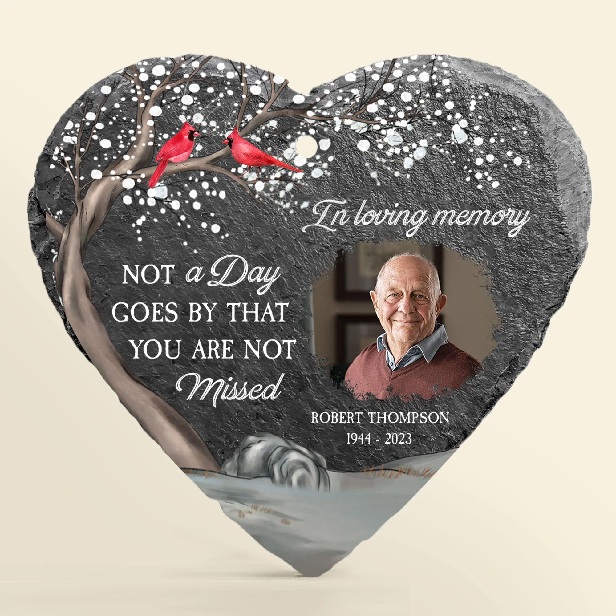 In Loving Memory Of Loss Of Mom Dad - Personalized Photo Memorial Garden Slate And Hook - Image 5