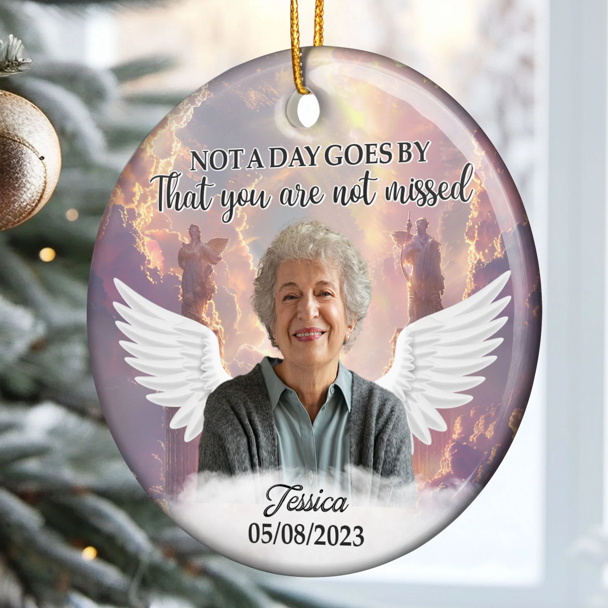 In Loving Memory Of Loved Ones In Heaven - Personalized Ceramic Photo Ornament - Image 2