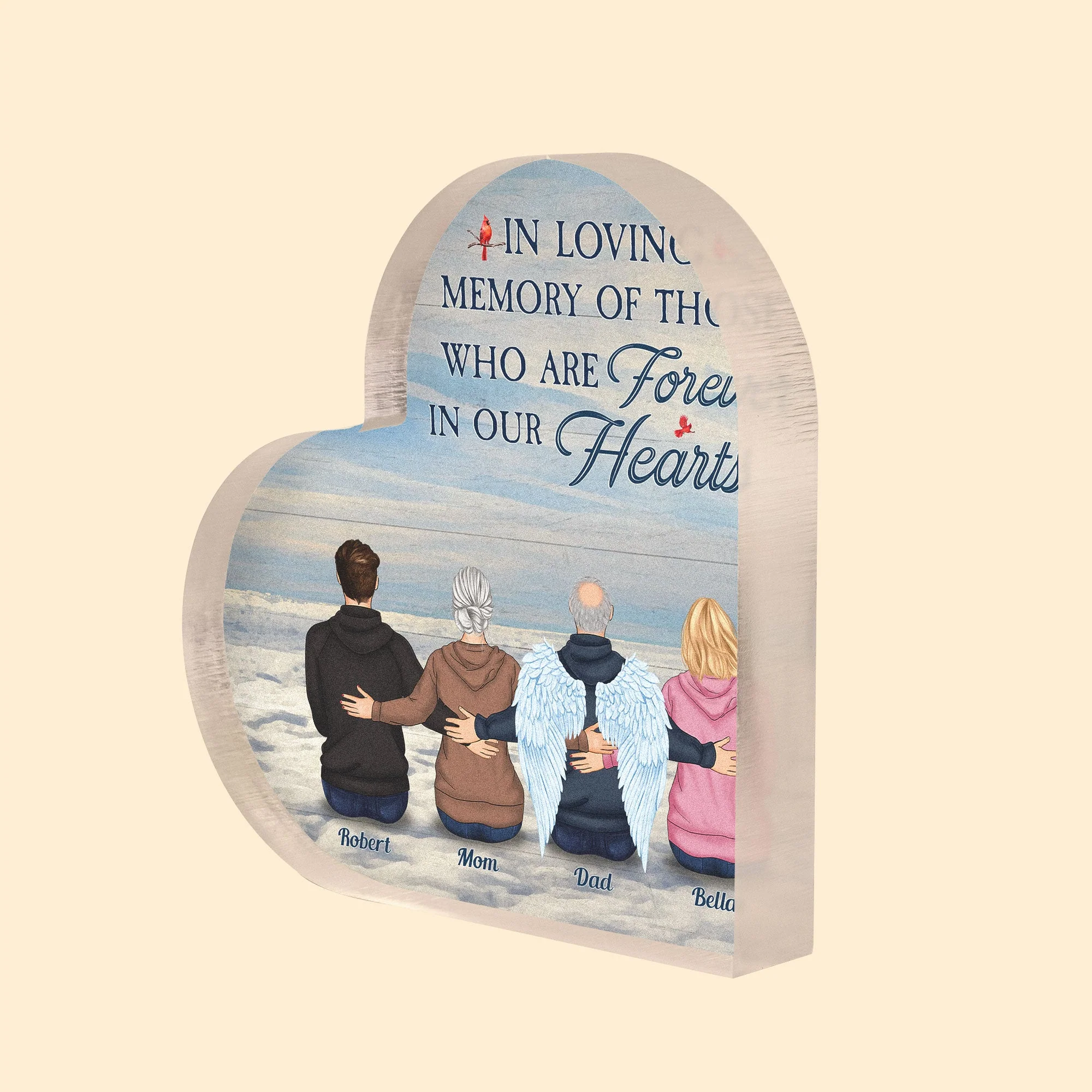 In Loving Memory Of Those Forever In Our Heart - Personalized Heart-Shaped Acrylic Plaque - Image 2