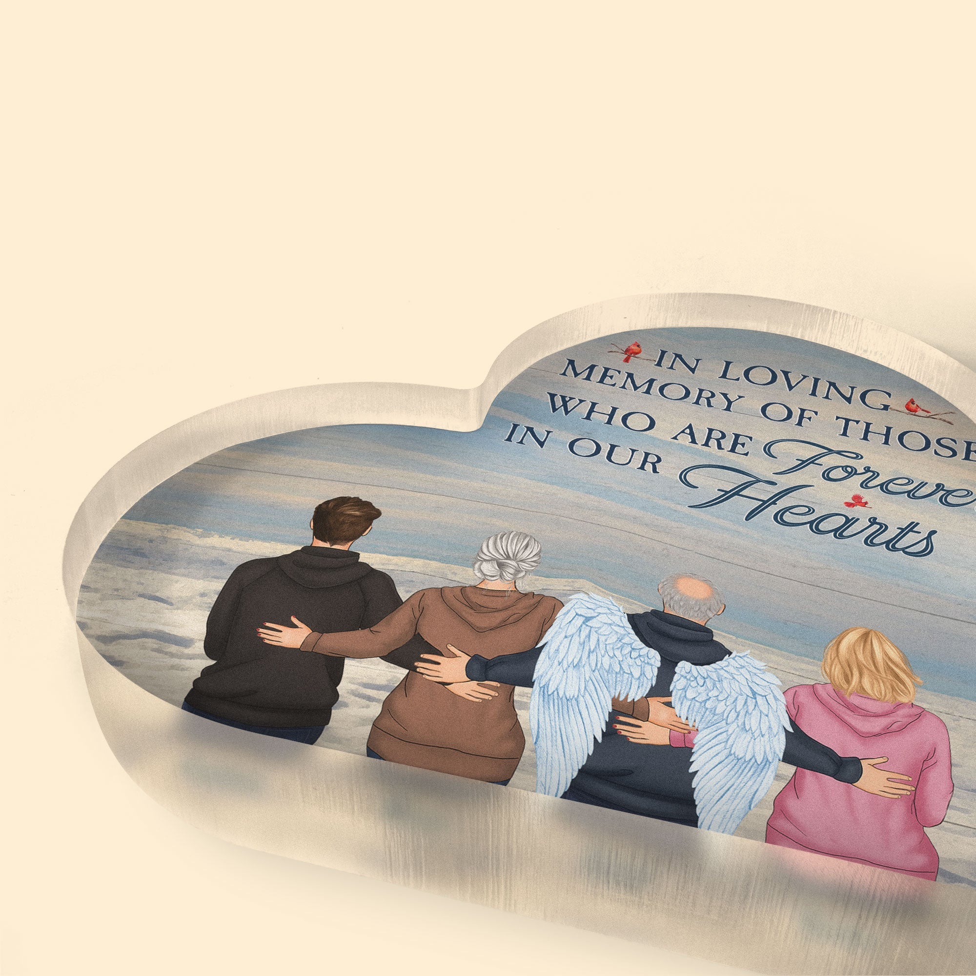 In Loving Memory Of Those Forever In Our Heart - Personalized Heart-Shaped Acrylic Plaque - Image 3