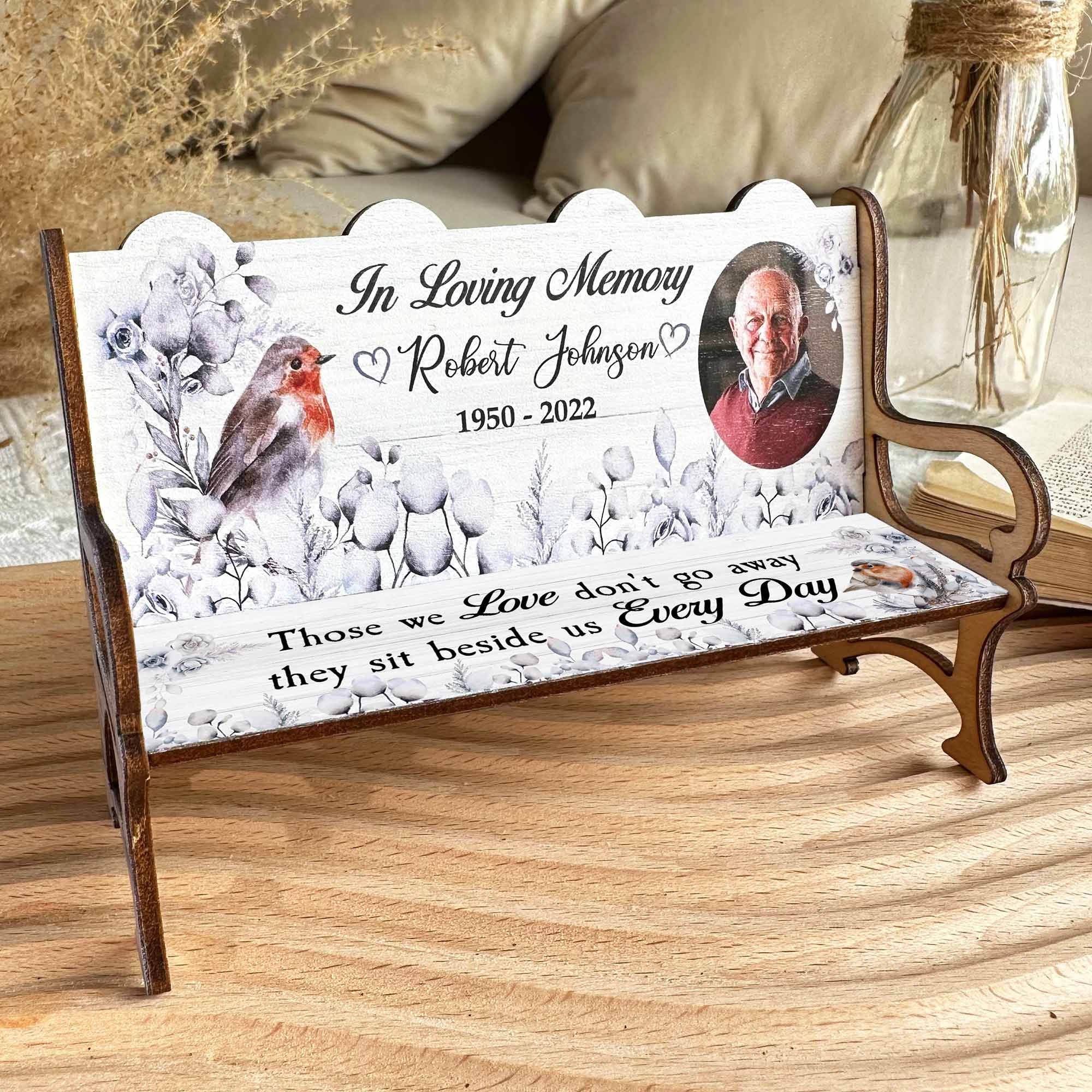 In Loving Memory - Personalized Photo Memorial Bench Keepsake - Image 3