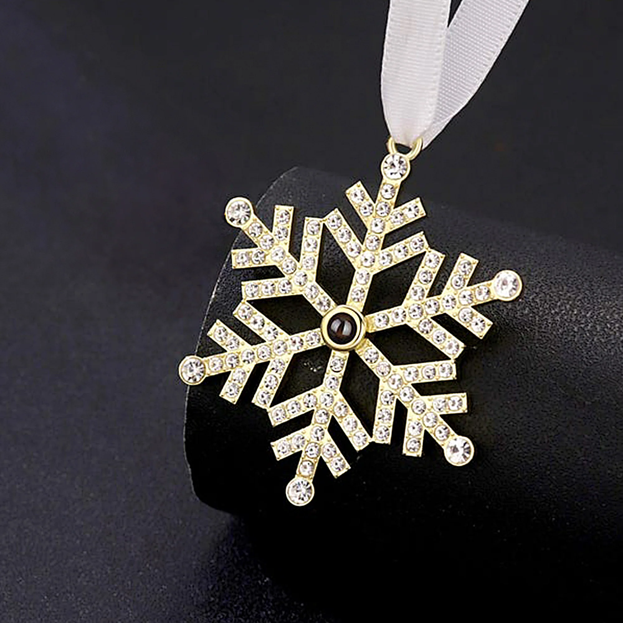 In Loving Memory Pet Loss Memorial Gift - Custom Photo Projection Snowflake Ornament - Image 5