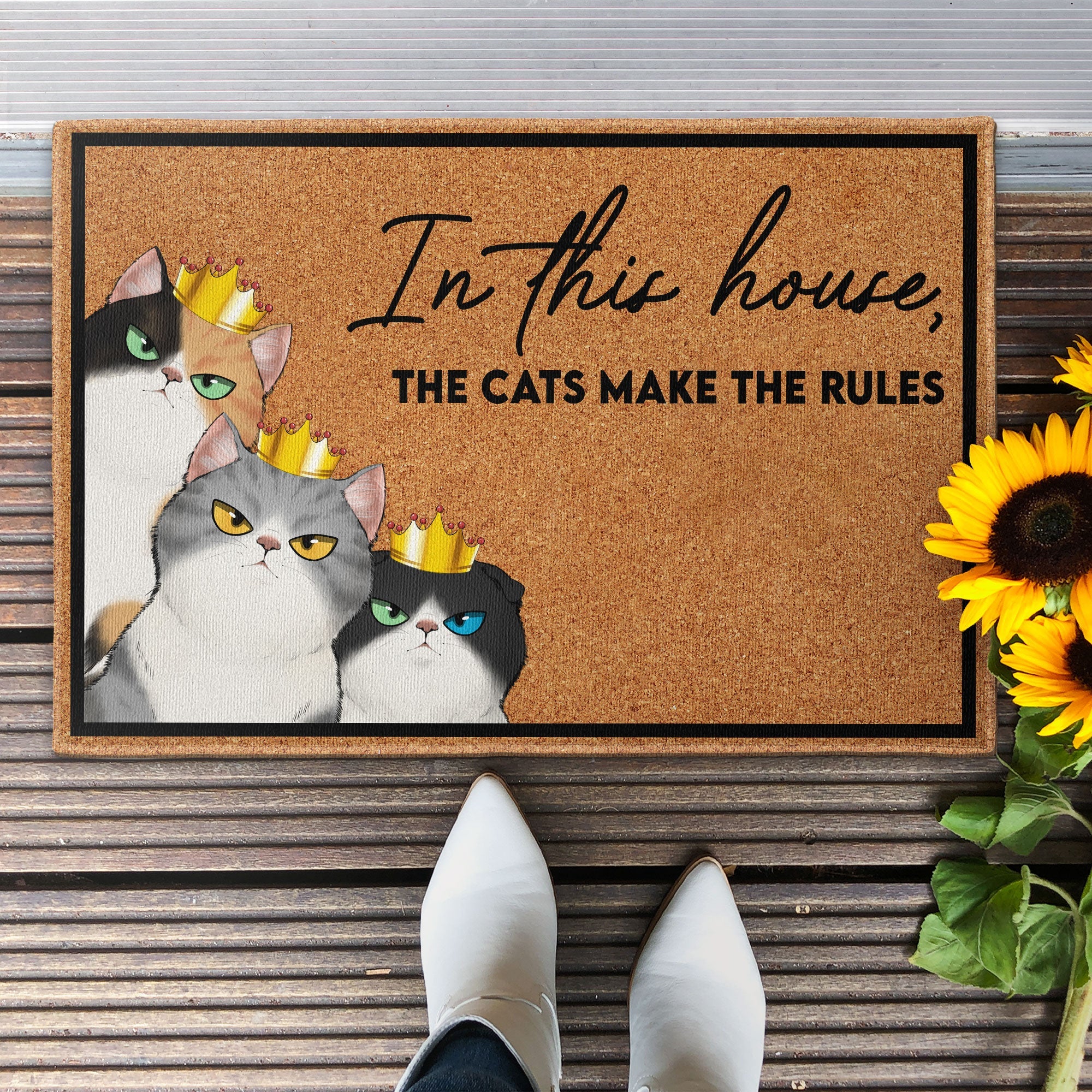 In This House The Cats Make The Rules - Personalized Doormat - Image 2