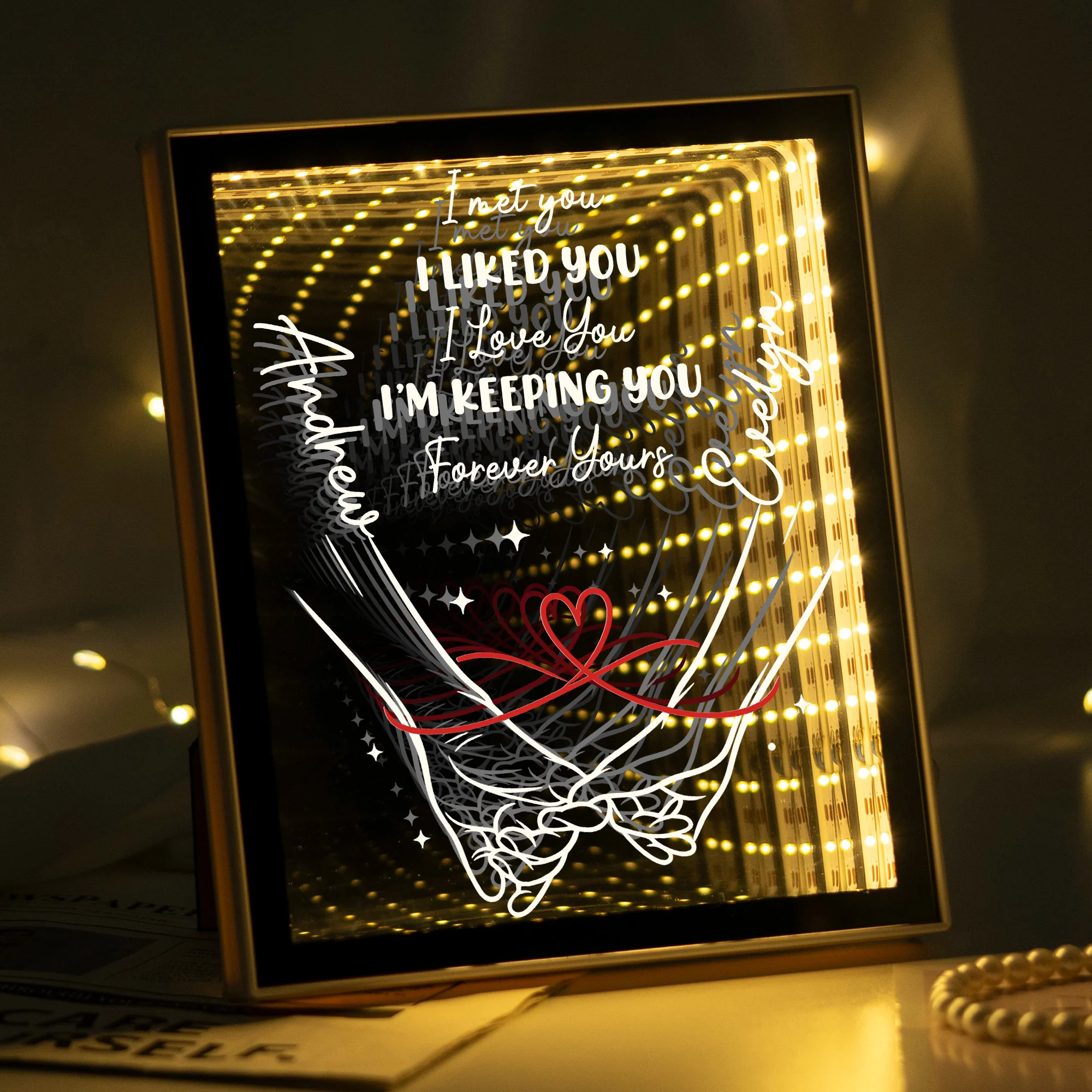 Infinity I’m Keeping You Forever Yours - Personalized Infinity Mirror Light Box - Image 2