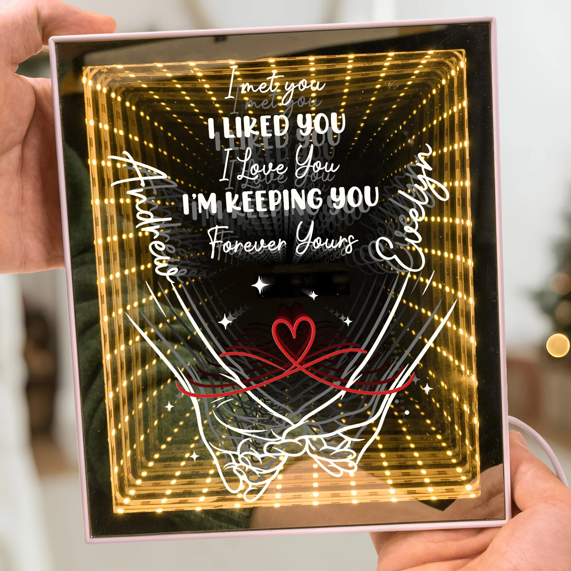 Infinity I’m Keeping You Forever Yours - Personalized Infinity Mirror Light Box - Image 3