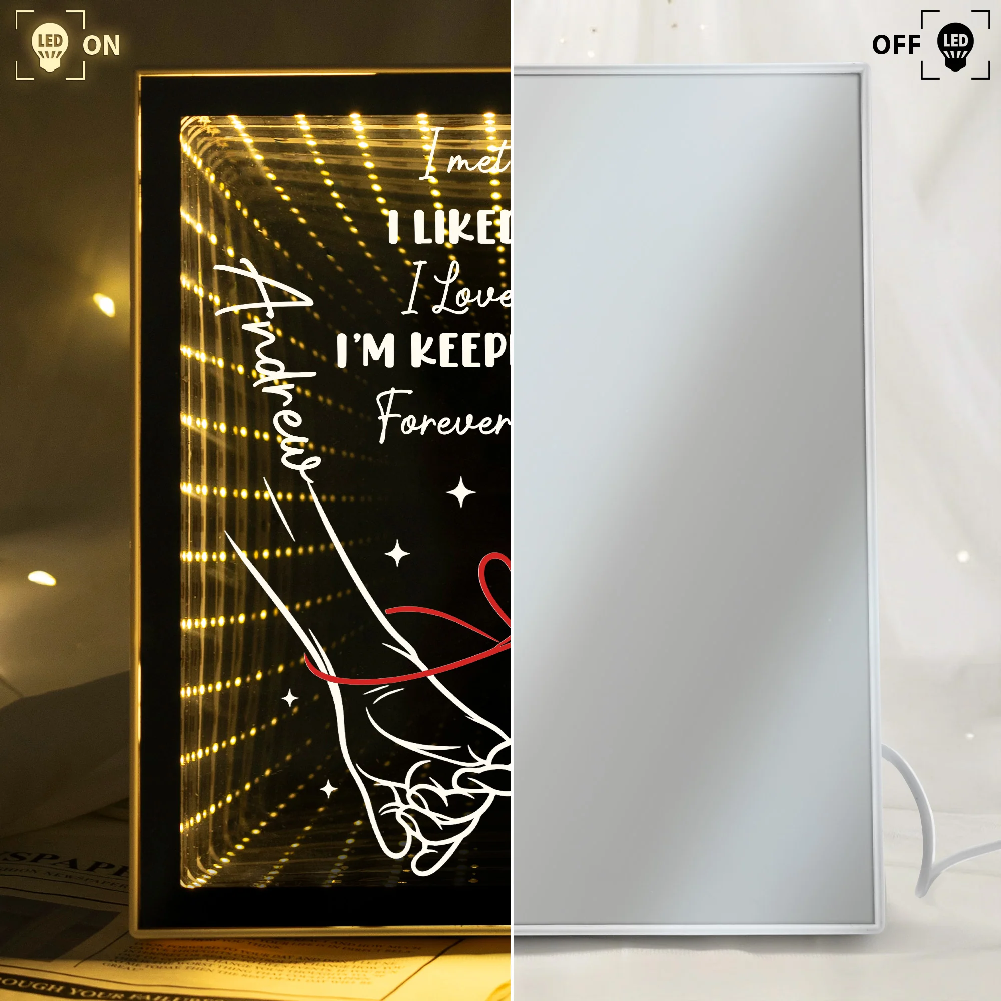 Infinity I’m Keeping You Forever Yours - Personalized Infinity Mirror Light Box - Image 4