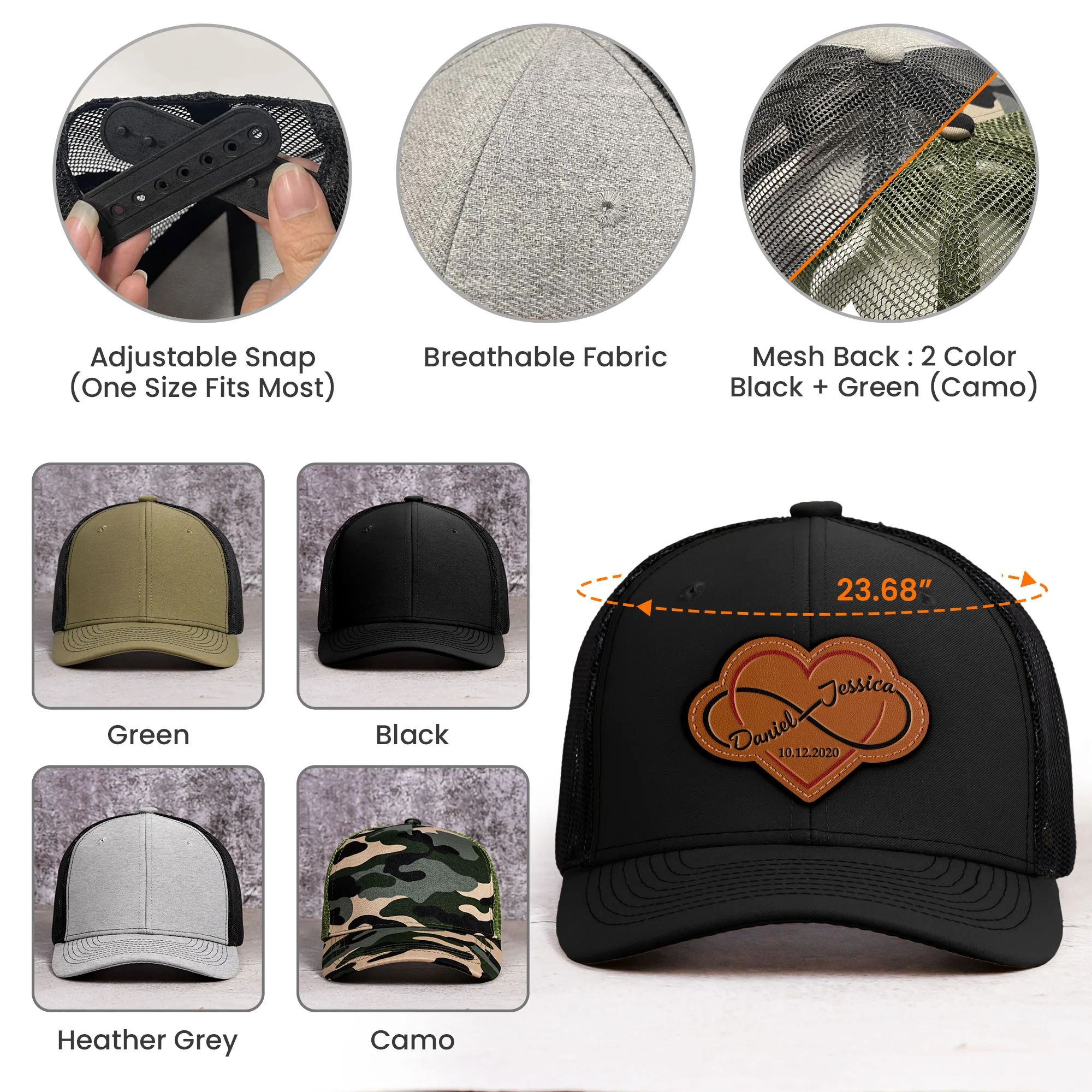 Infinity Love - Personalized Leather Patch Hat - Image 5