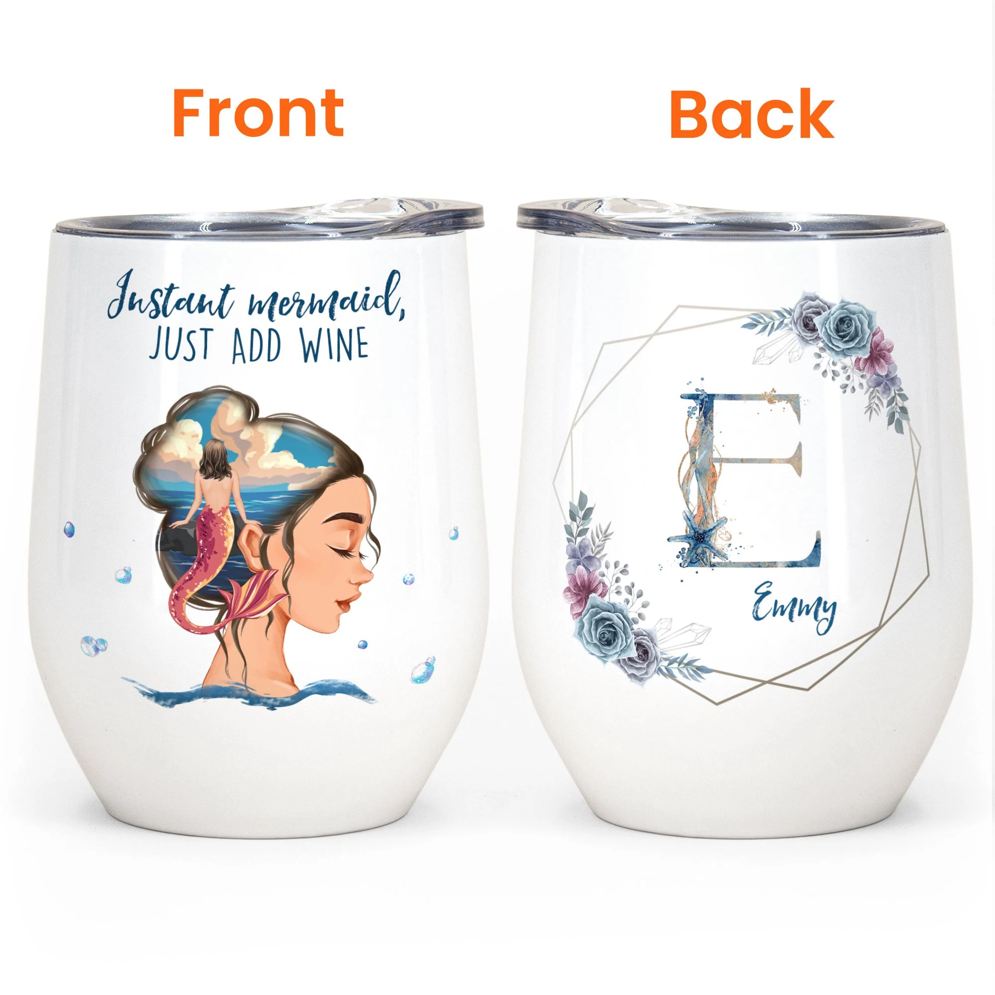 Instant Mermaid Just Add Wine - Personalized Wine Tumbler - Birthday Gift For Mermaid Lovers, Wine Lovers, Girls - Image 4