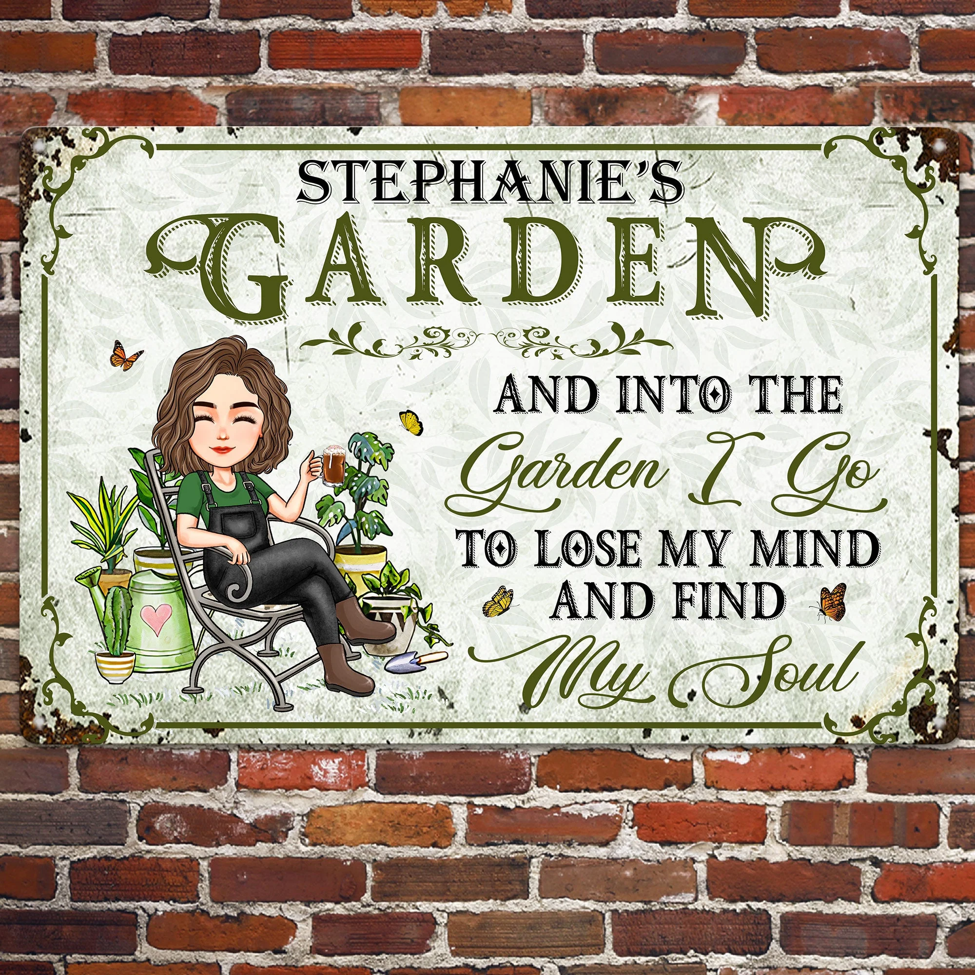 Into The Garden I Go To Lose My Mind - Personalized Metal Sign - Image 2