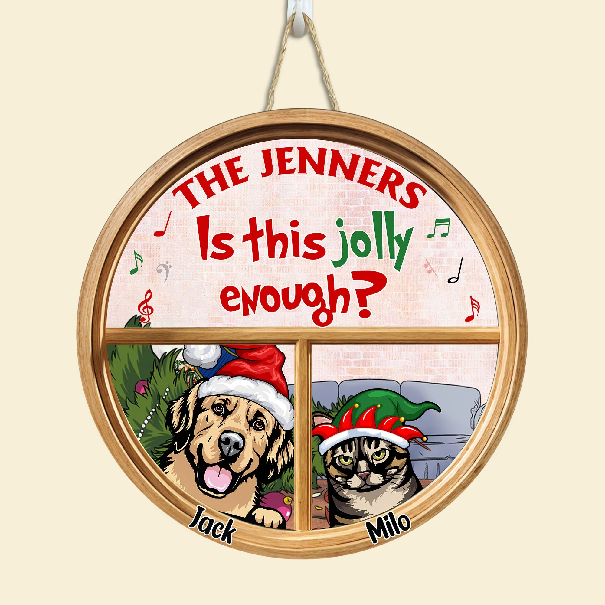 Is This Jolly Enough? - Personalized Round Wood Sign