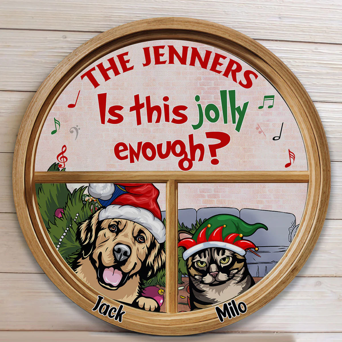 Is This Jolly Enough? - Personalized Round Wood Sign - Image 2