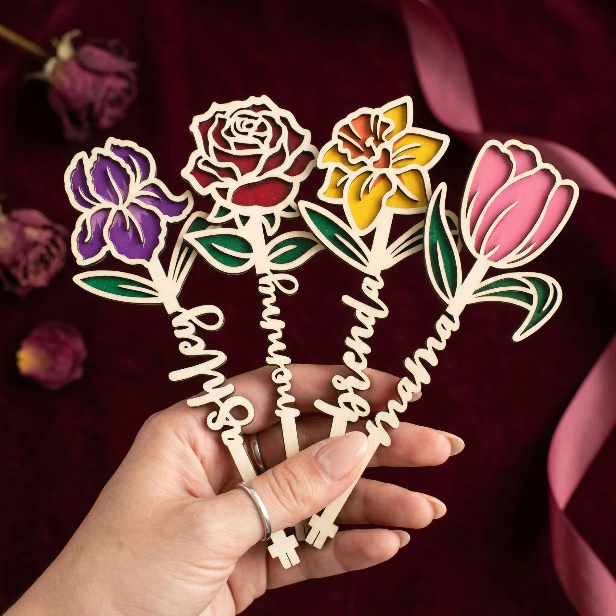 It Reminds How Much We Love You - Custom Wooden Flower - Image 3