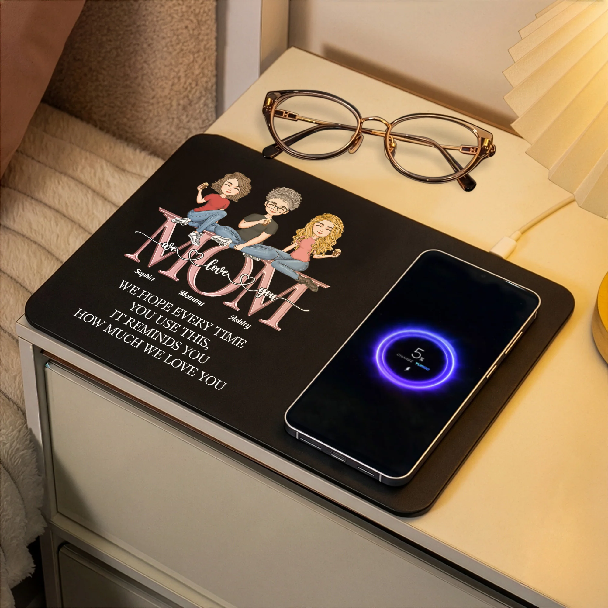 It Reminds You How Much We Love You - Personalized Leather Charging Mat - Image 4