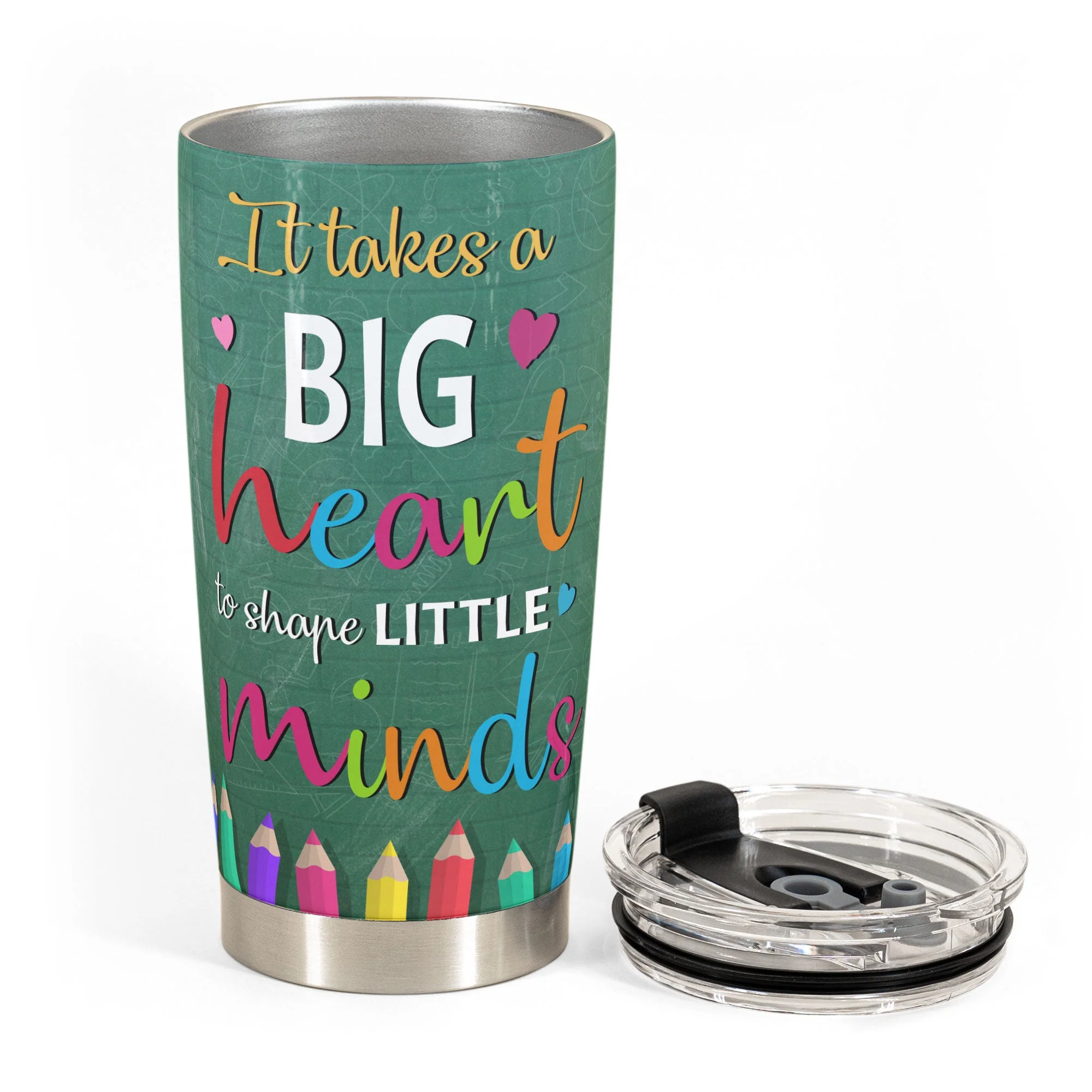 It Takes A Big Heart To Shape Little Minds - Personalized Tumbler Cup - Image 3