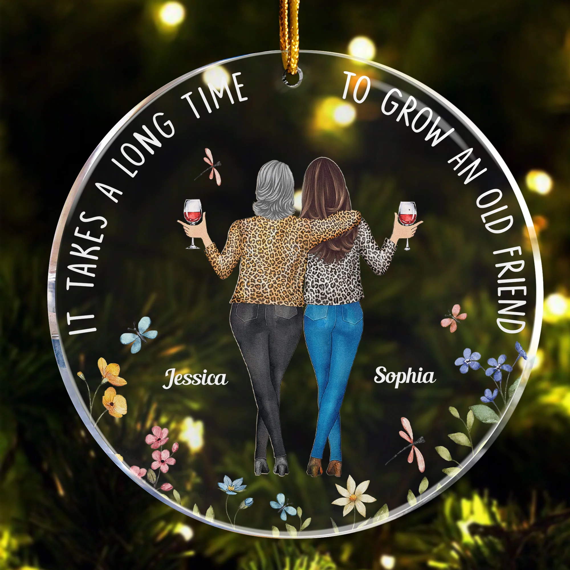 It Takes A Long Time Friends Leopard - Personalized Acrylic Ornament - Gift For Friend - Image 4