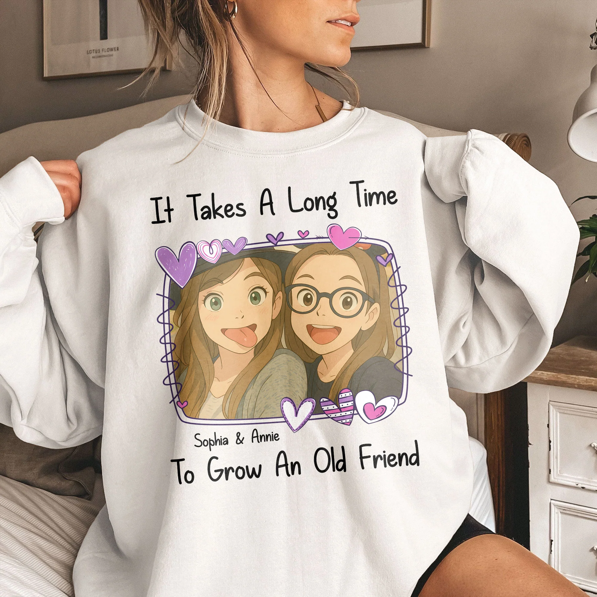 It Takes A Long Time To Grow An Old Friend Cartoon Ver - Personalized Photo Shirt - Image 5