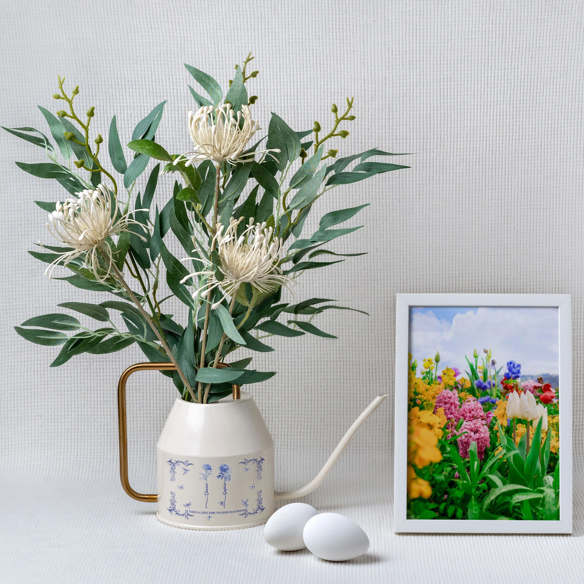 It Takes A Long Time To Grow An Old Friend - Custom Birth Flower Toile De Jouy - Personalized Indoor Watering Can - Image 4