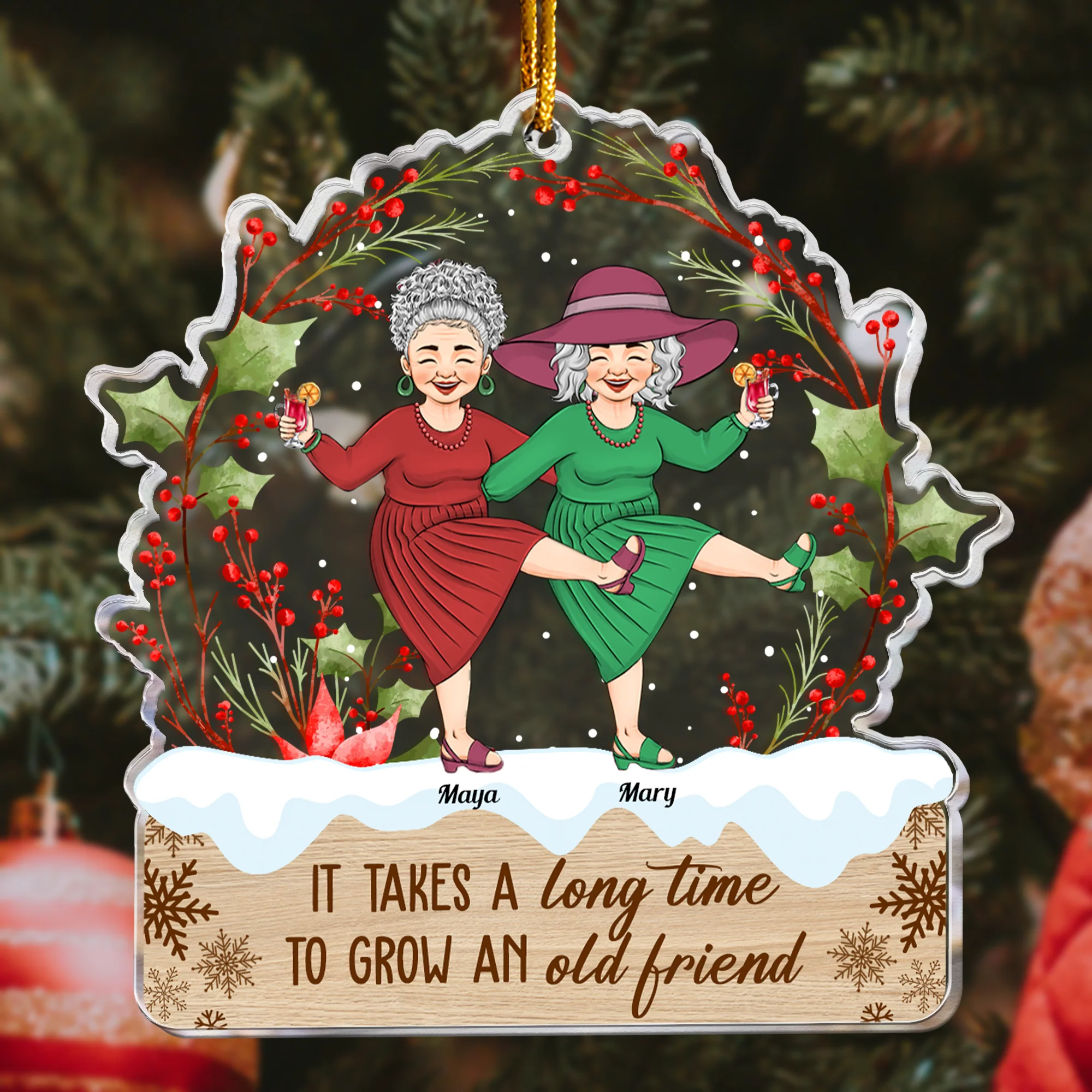 It Takes A Long Time To Grow An Old Friend - Personalized Acrylic Ornament - Image 2