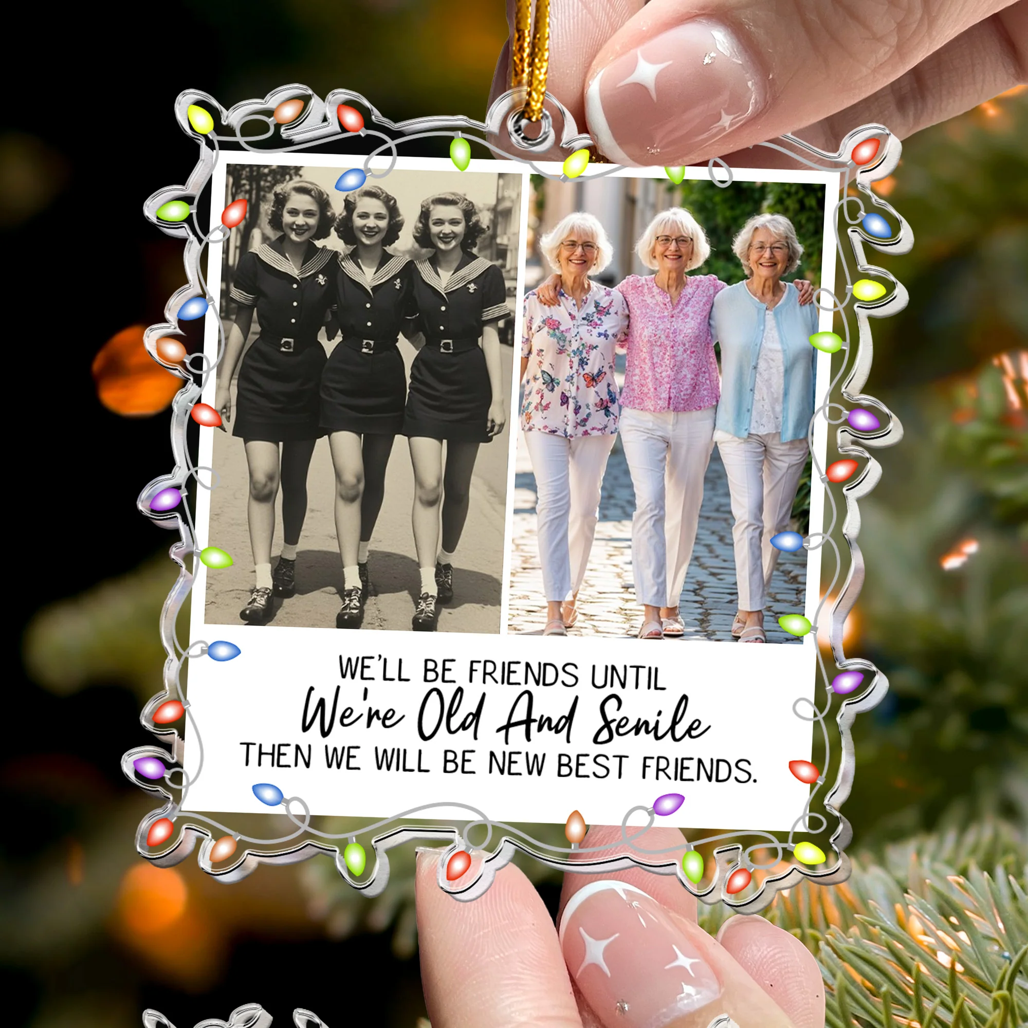 It Takes A Long Time To Grow An Old Friend - Personalized Acrylic Photo Ornament - Image 2