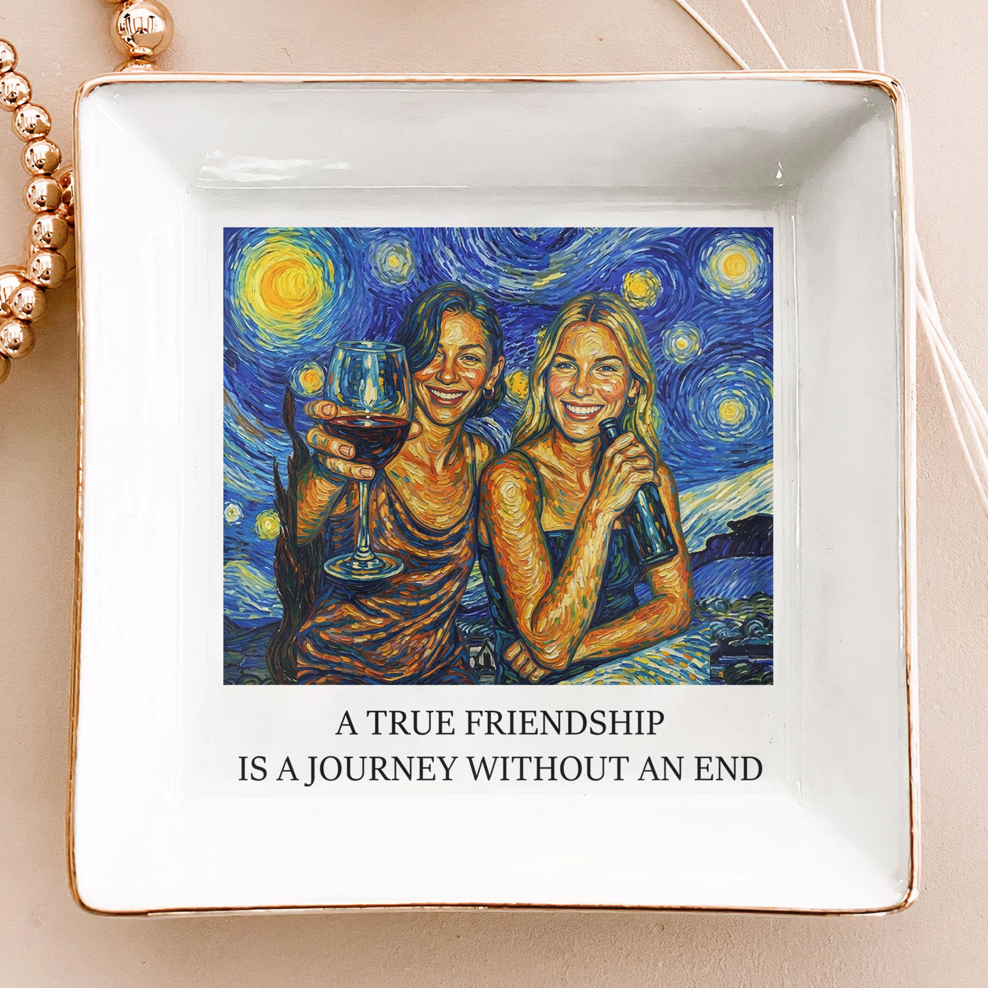 It Takes A Long Time To Grow An Old Friend Van Gogh Art - Personalized Photo Jewelry Dish - Image 2