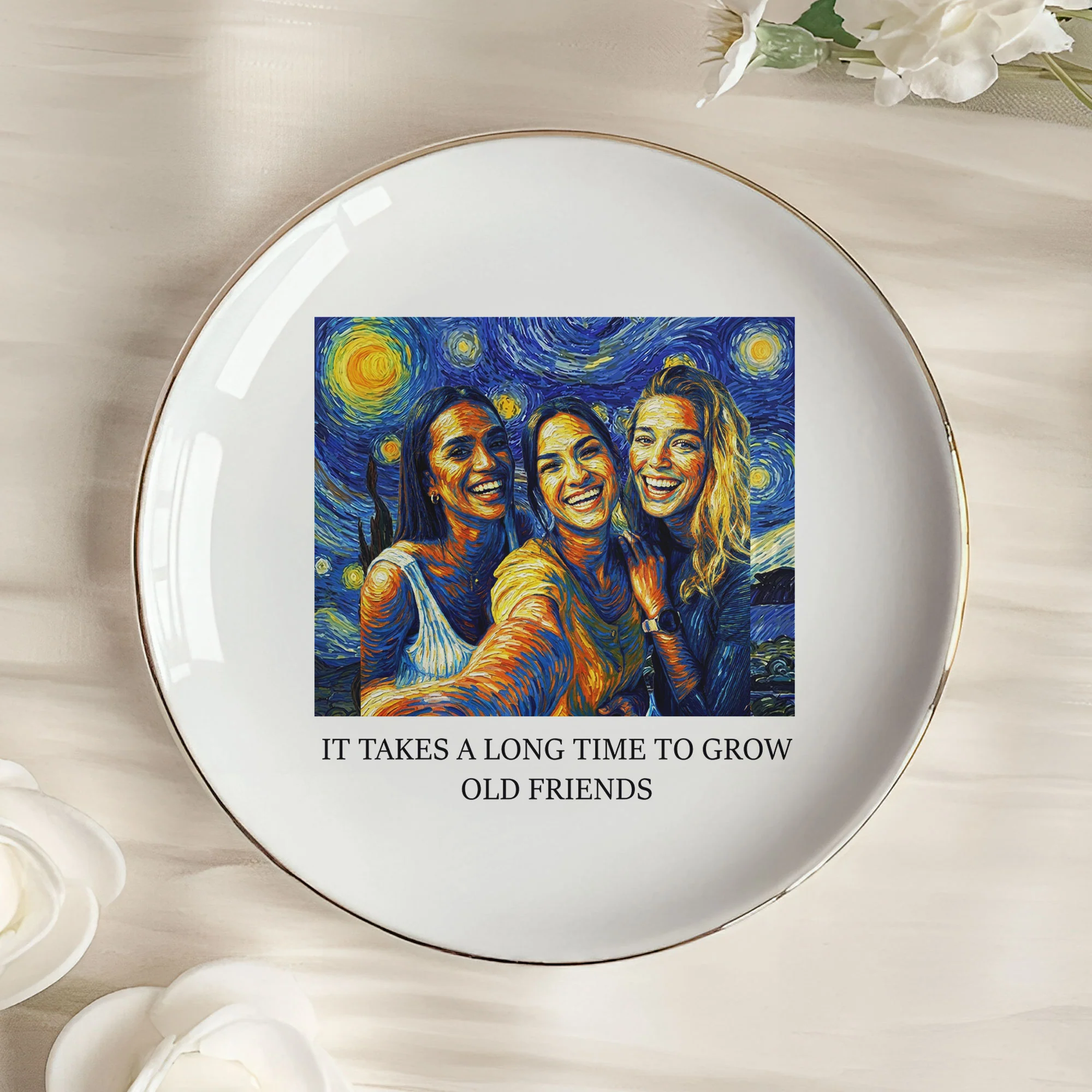 It Takes A Long Time To Grow An Old Friend Van Gogh Art - Personalized Photo Jewelry Dish - Image 5