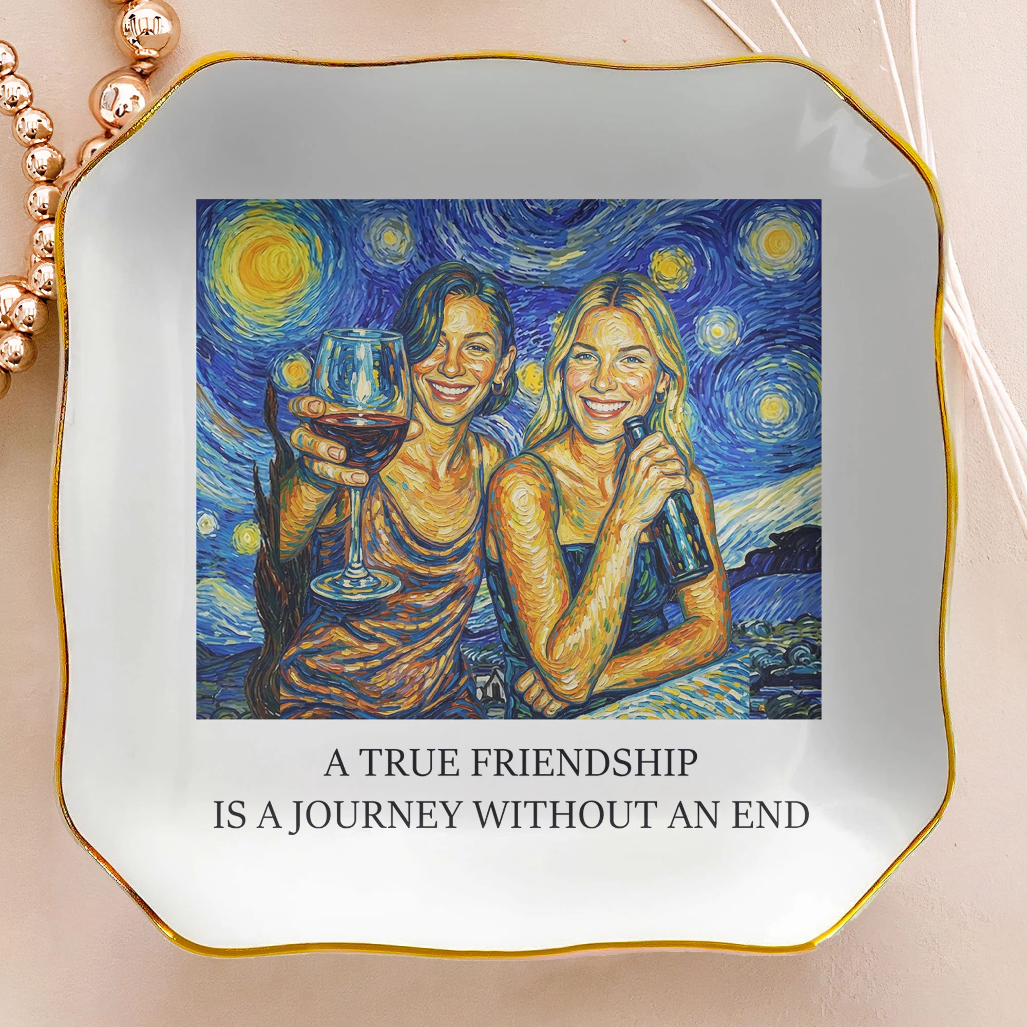 It Takes A Long Time To Grow An Old Friend Van Gogh Art - Personalized Photo Jewelry Dish - Image 7