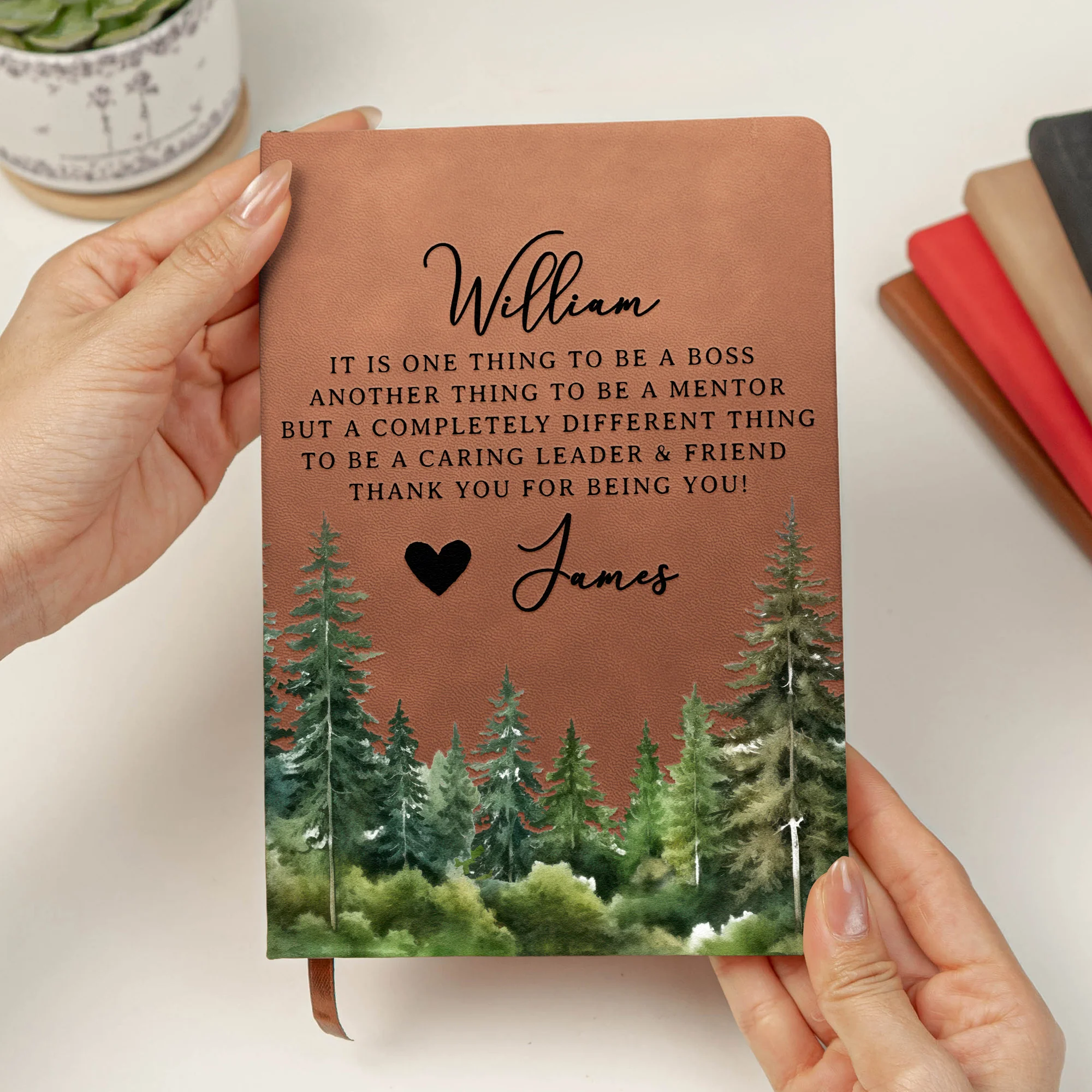 It Takes A Village Thank You Gift For Teacher Appreciation, Coworkers, Boss, Team - Personalized Leather Journal - Image 3