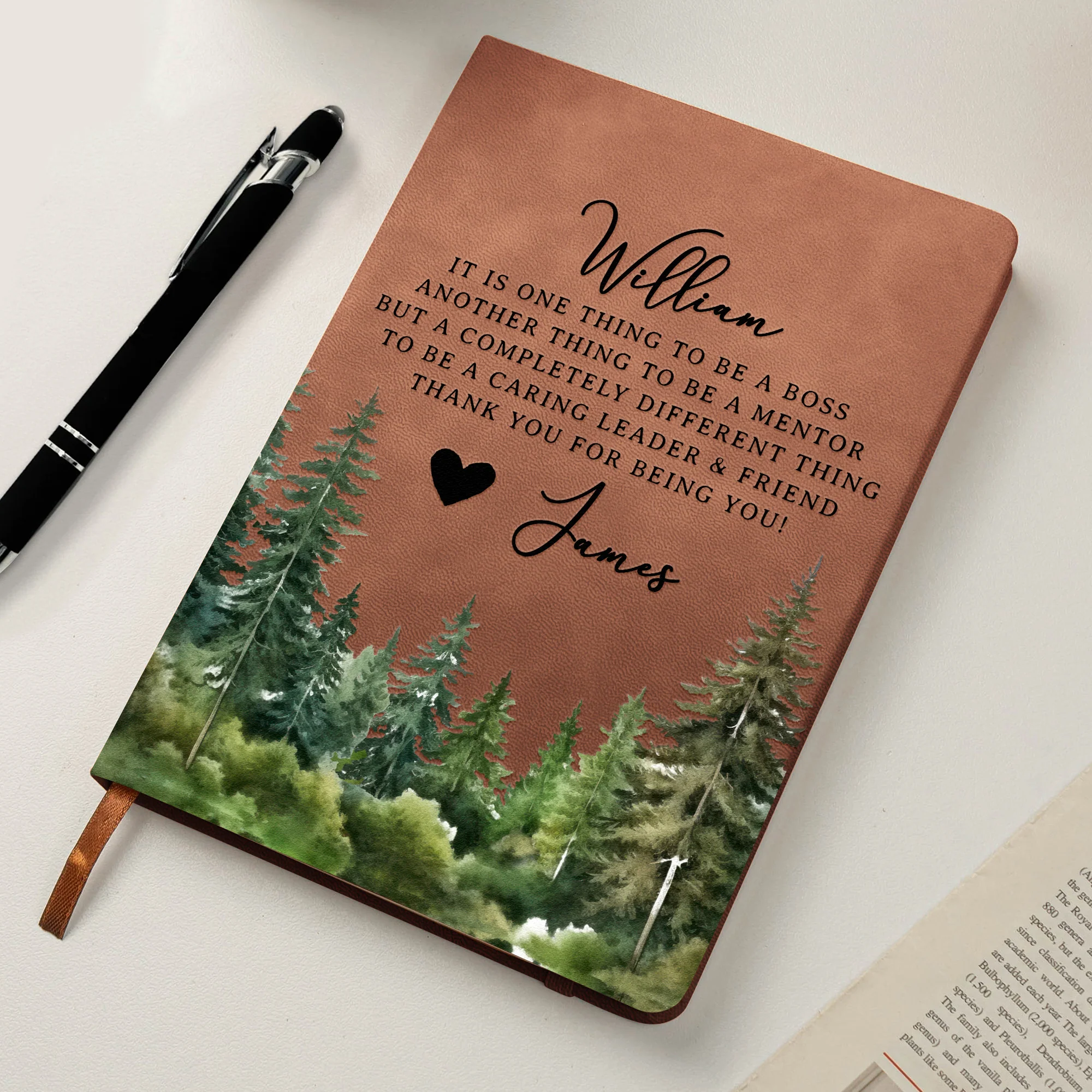 It Takes A Village Thank You Gift For Teacher Appreciation, Coworkers, Boss, Team - Personalized Leather Journal - Image 6