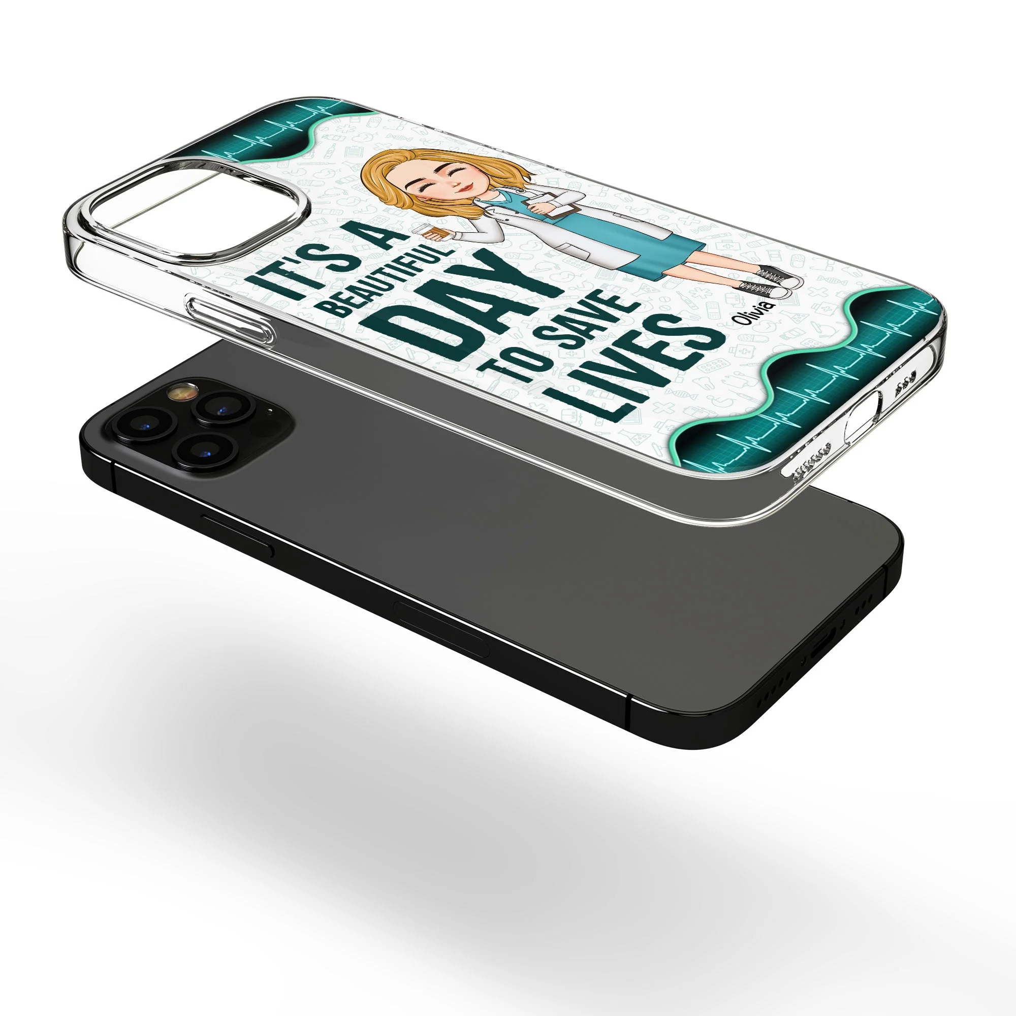 It's A Beautiful Day To Save Lives - Personalized Clear Phone Case - Image 3