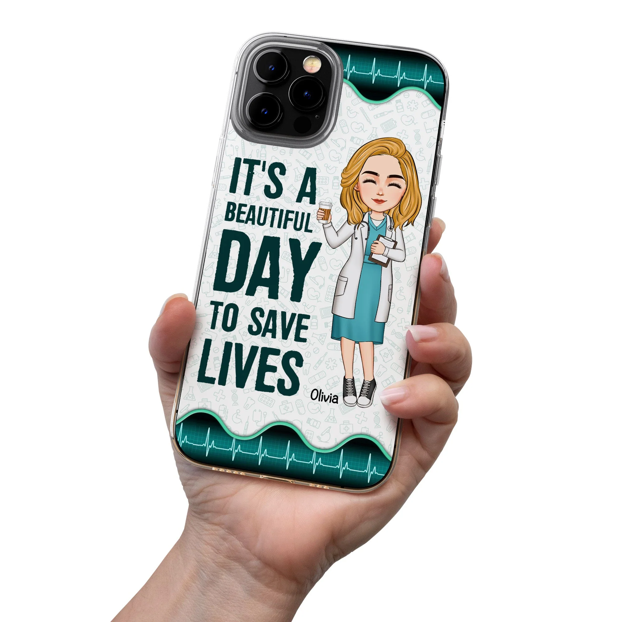 It's A Beautiful Day To Save Lives - Personalized Clear Phone Case - Image 4