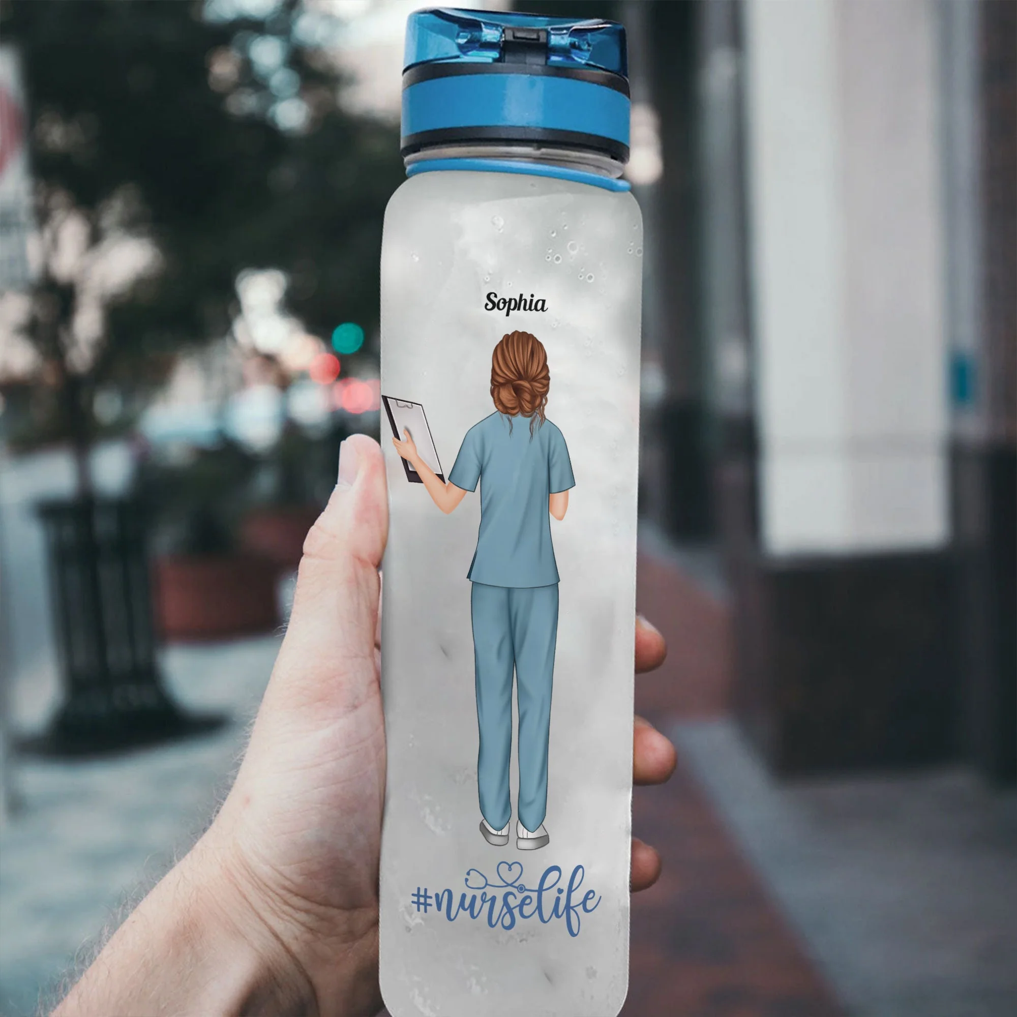 Its A Beautiful DayTo Save Lives - Personalized Water Tracker Bottle - Birthday Gift For Nurse Doctor - Image 3