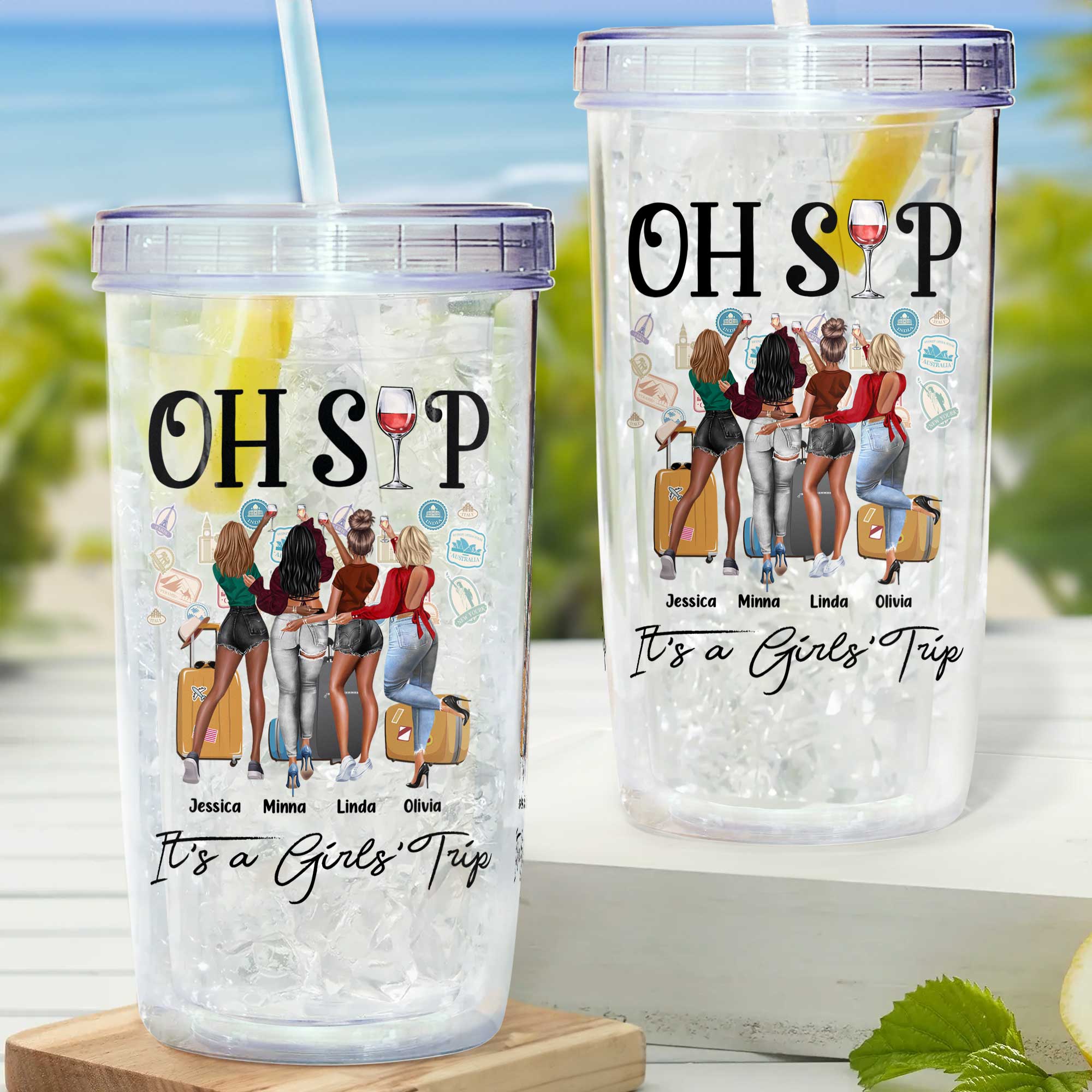It's A Girls' Trip - Personalized Acrylic Tumbler With Straw - Image 2