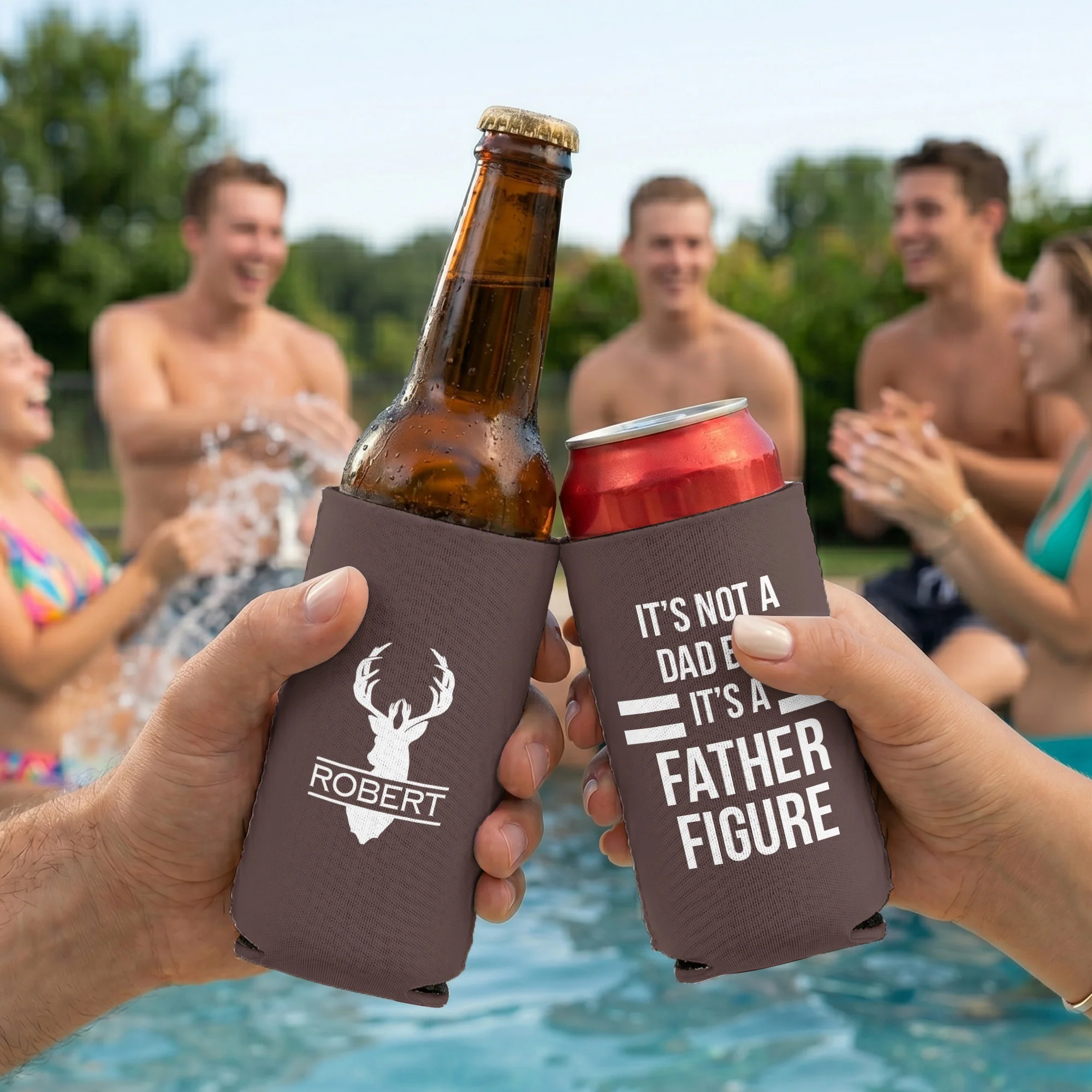 It’s Not A Dad Bod It’s A Father Figure - Funny Father's Day Gift - Personalized Can Cooler - Image 3