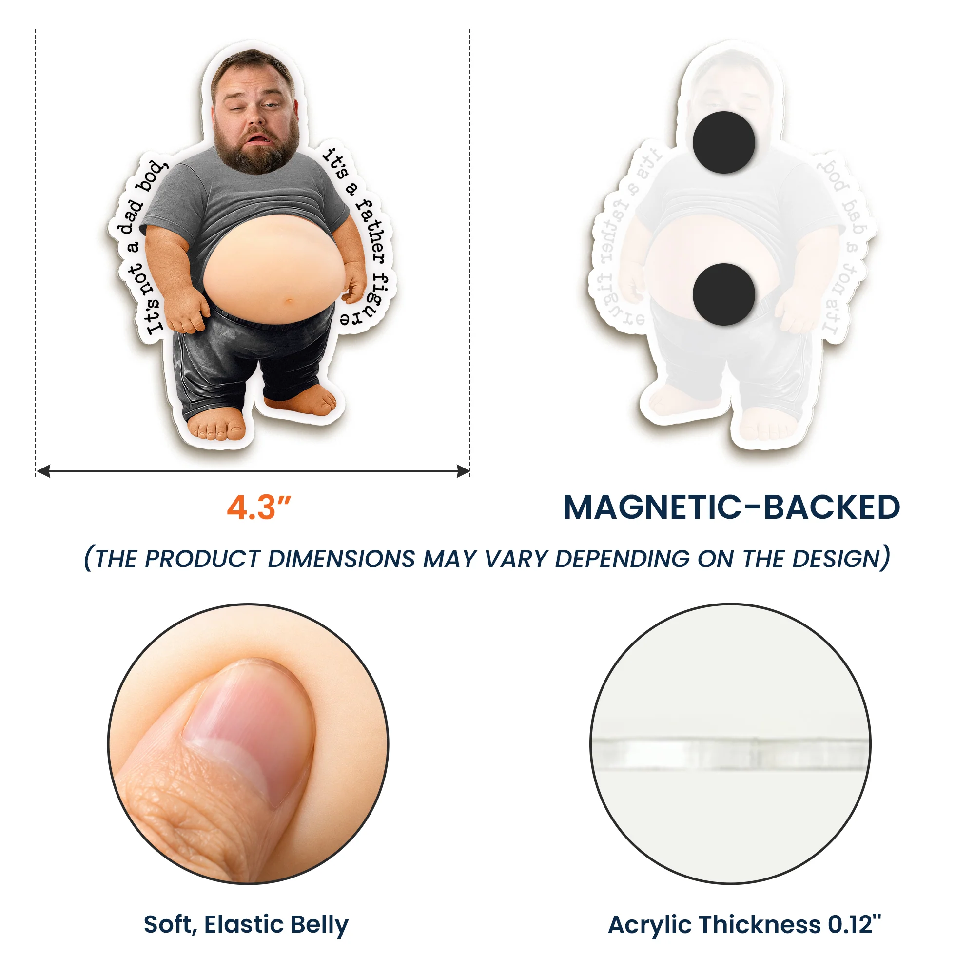 It’s Not A Dad Bod, It’s A Father Figure - Funny Father's Day Gift - Personalized Fridge Magnet - Image 6