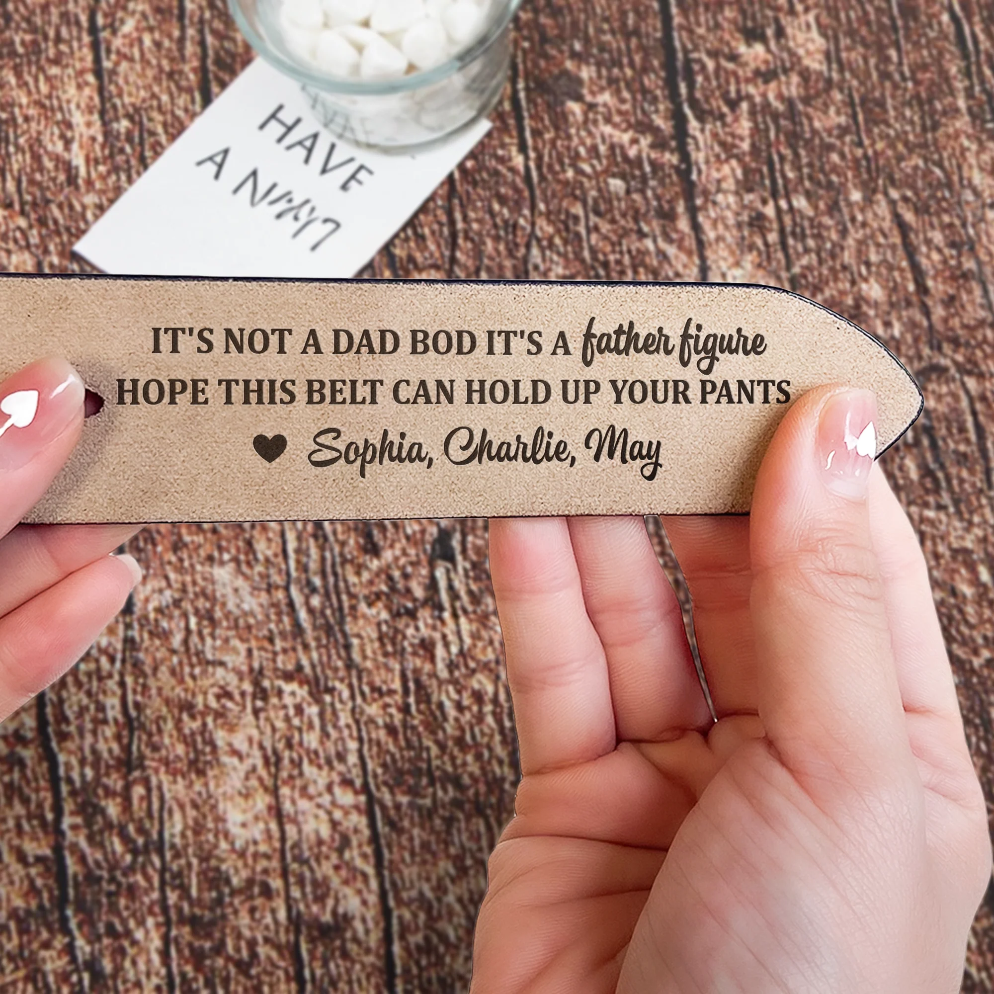 It's Not A Dad Bod It's A Father Figure - Personalized Engraved Leather Belt - Image 4