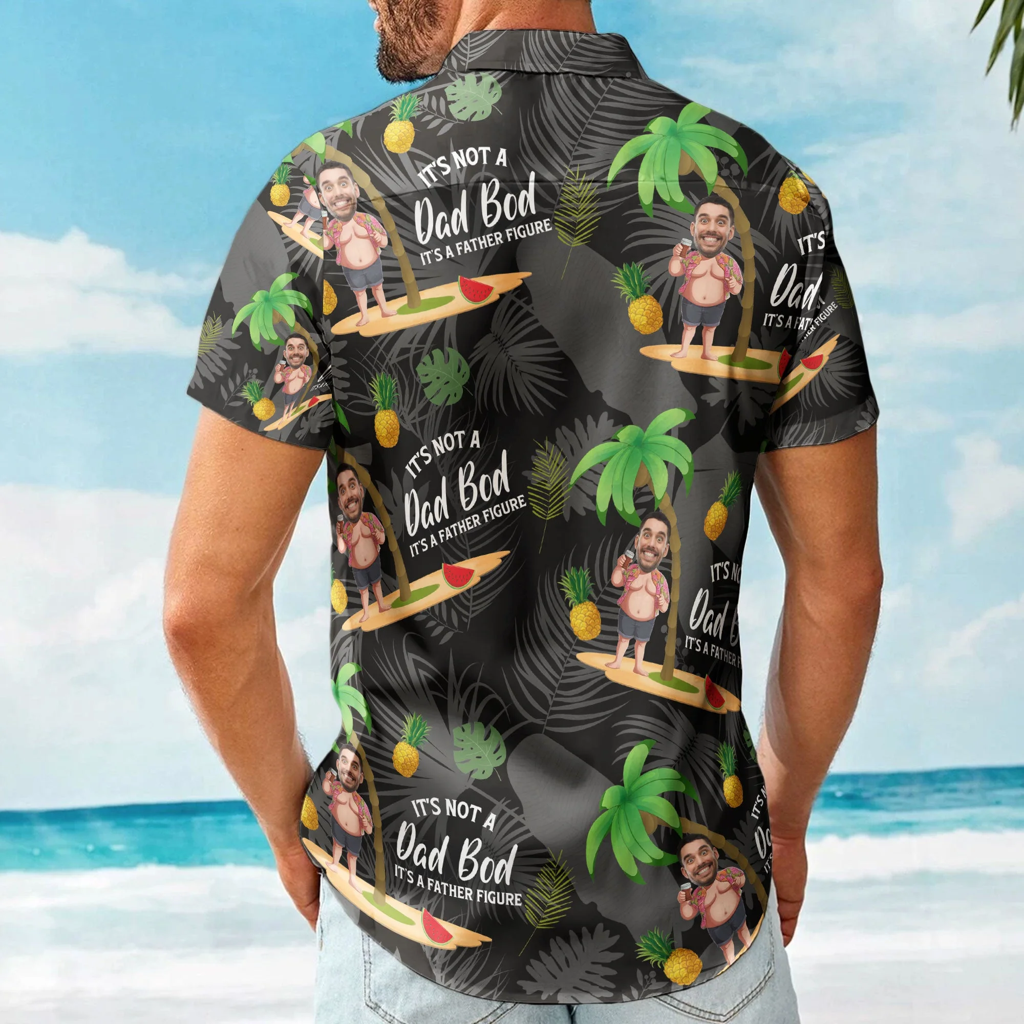 It's Not A Dad Bod It's A Father Figure - Personalized Photo Hawaiian Shirt - Image 4