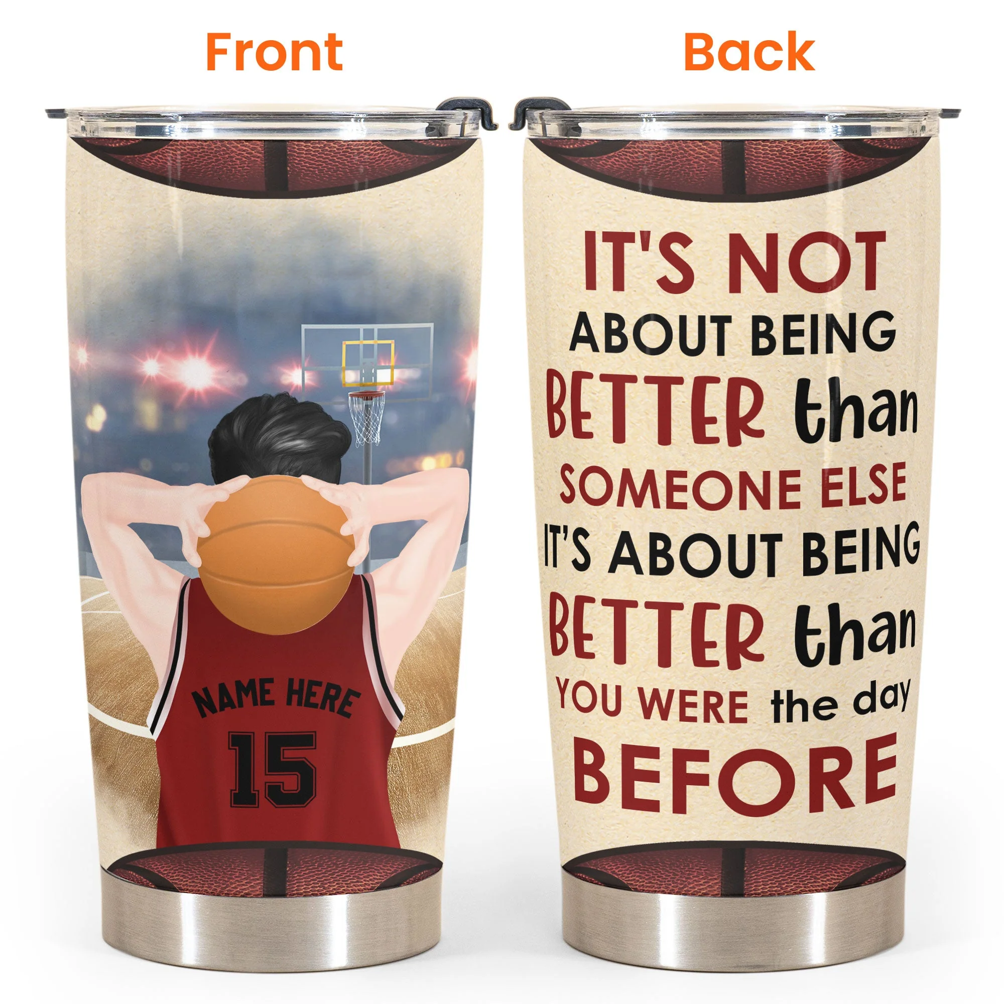 It's Not About Being Better Than Someone Else - Personalized Tumbler Cup - Birthday Gift For Basketball Lovers - Image 4