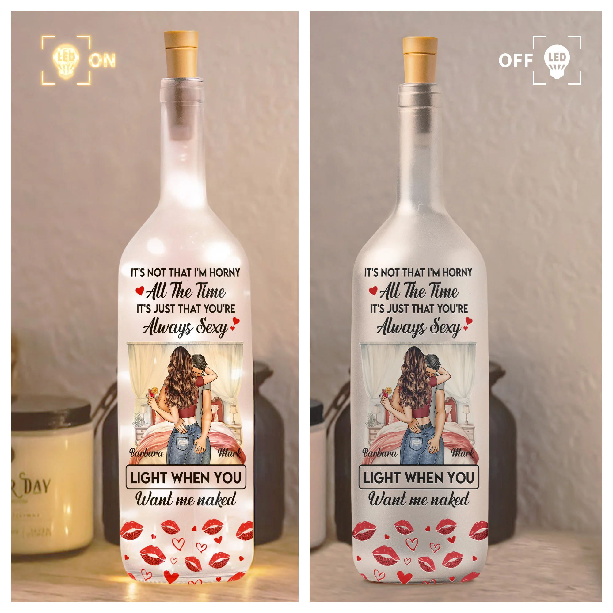 It's Not That I'm Horny All The Time - Naughty Gifts For Couples - Personalized Bottle Lamp - Image 4