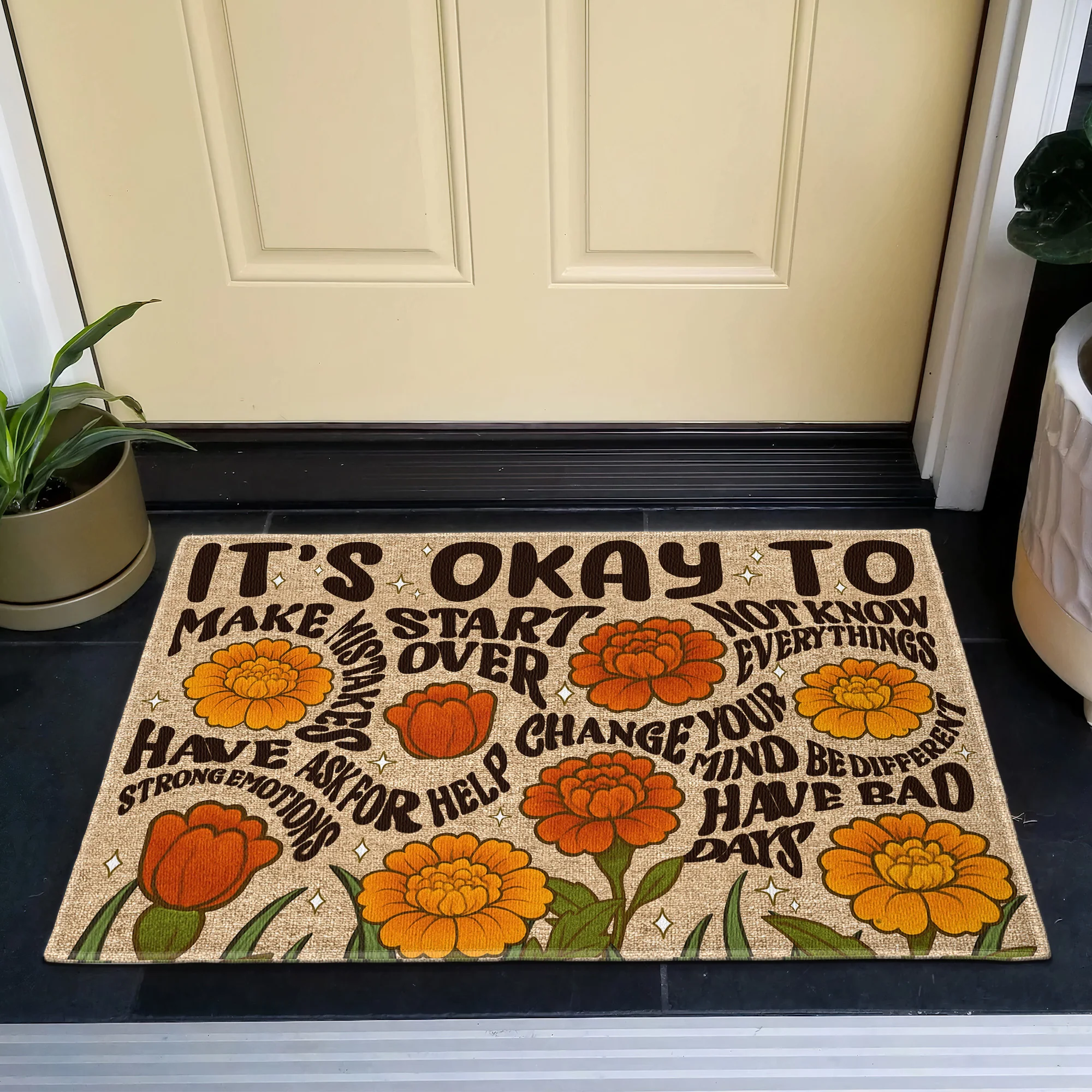 It's Okay To Floral Affirmation - Personalized Doormat - Image 2