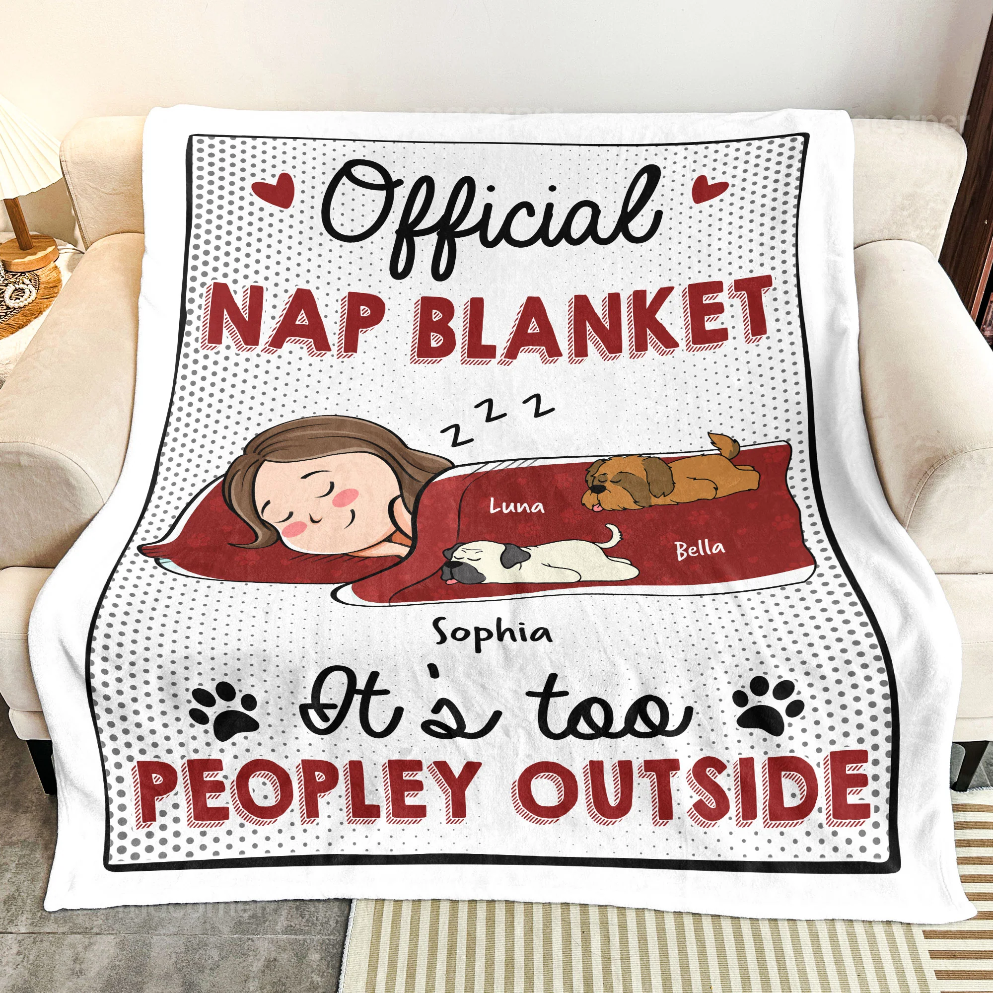 It's Too Peopley Outside - Cartoon Version - Personalized Blanket - Image 3