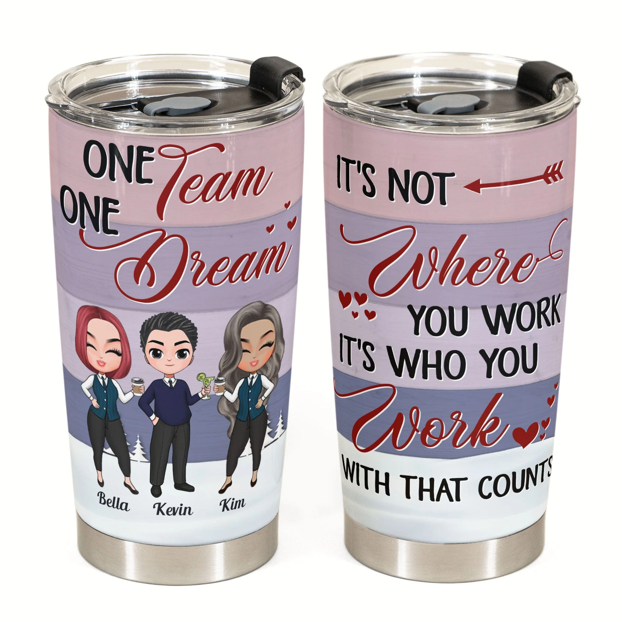 It's Who You Work With That Counts - Personalized Tumbler Cup - Birthday, AnniversaryGift For Co-workers, Work Besties, Colleagues - Image 2