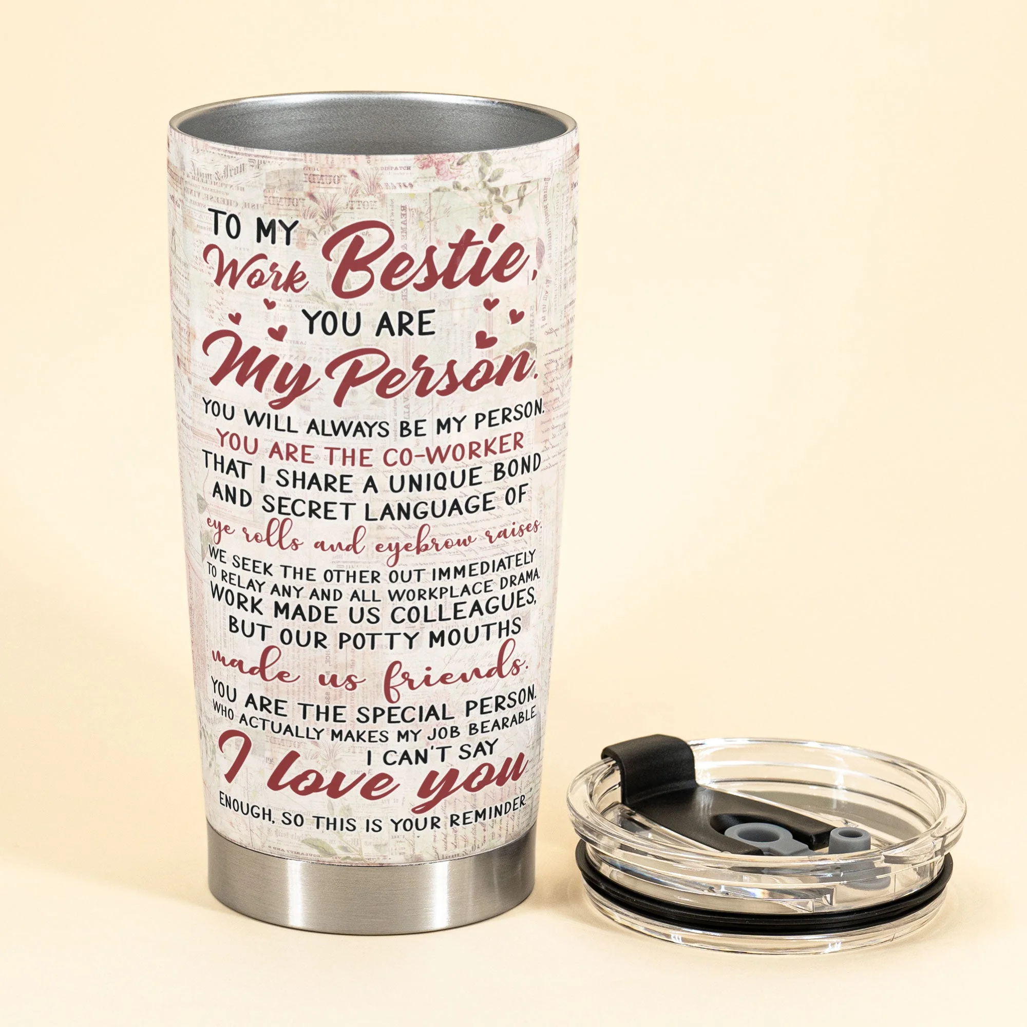 It's Who You Work With That Counts - Personalized Tumbler Cup - Birthday Gift Leaving Gift For Work Besties, Colleagues, Best Friends - Image 3