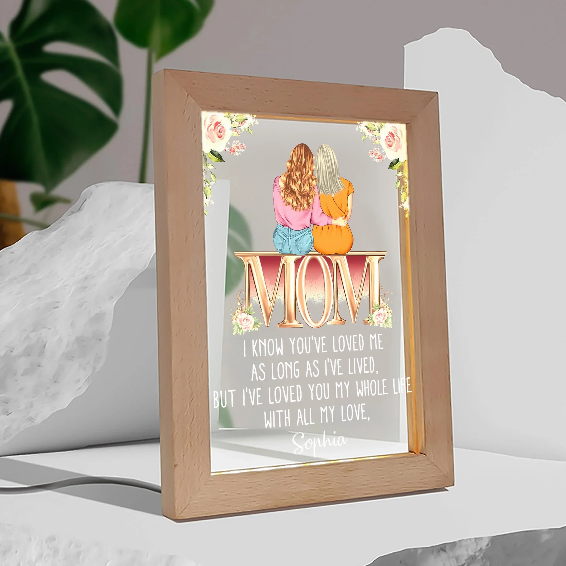 I've Loved You My Whole Life Mother's Day Gift - Personalized Frame Lamp - Image 2
