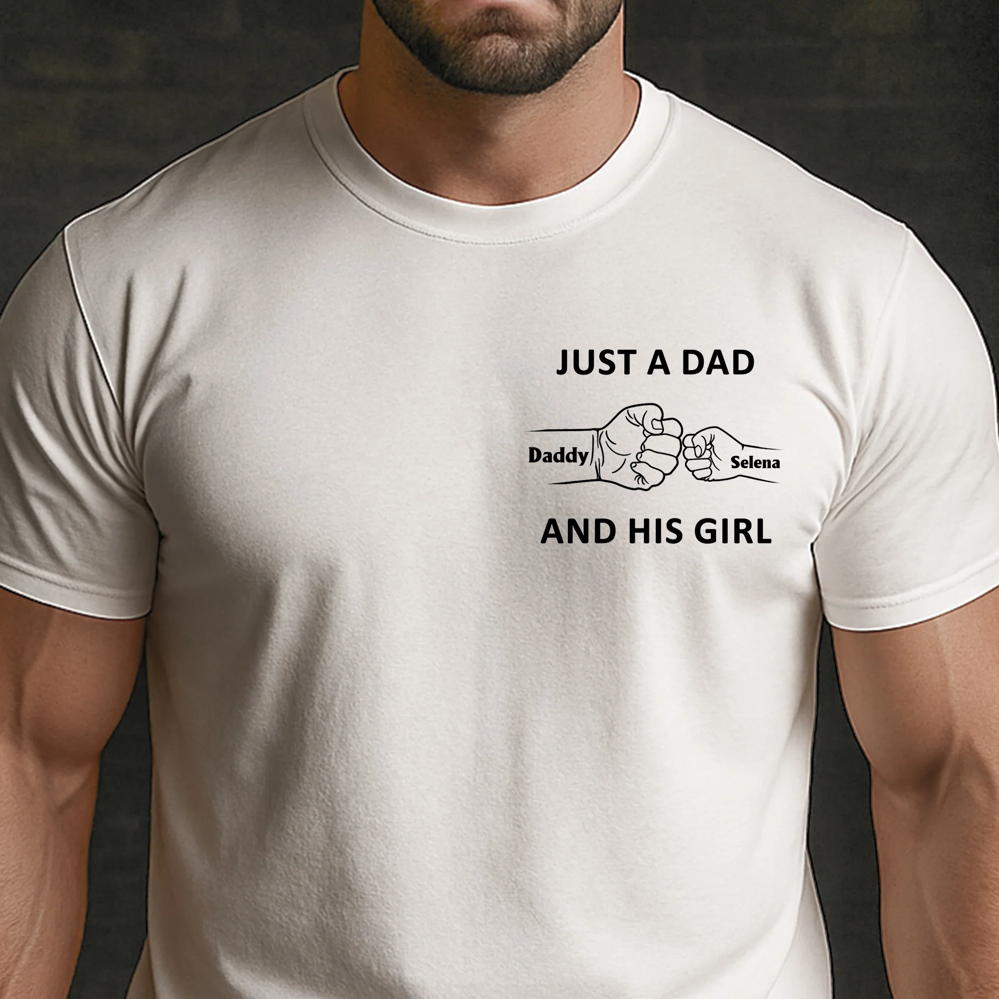 Just A Dad And His Girl Sketch Line Art Father's Day Gift For Dad, New Dad, Husband - Personalized Shirt - Image 4