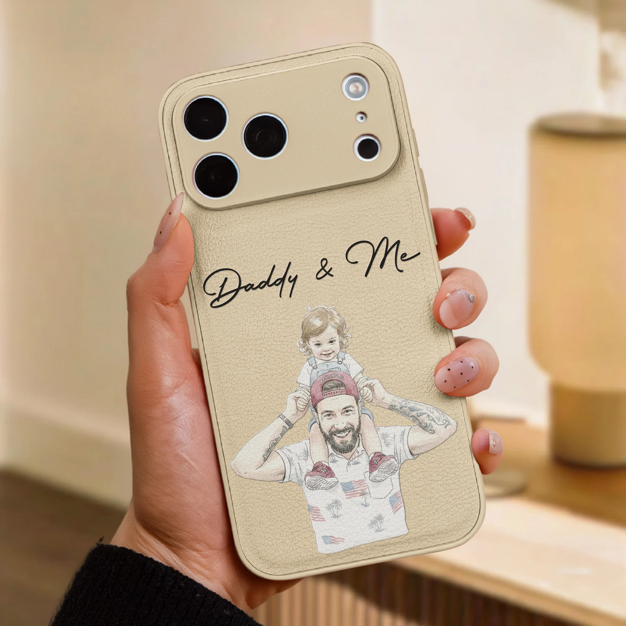 Just A Dad & His Kids Watercolor Style Father's Day Gift For Dad, Husband - Personalized Phone Case - Image 3