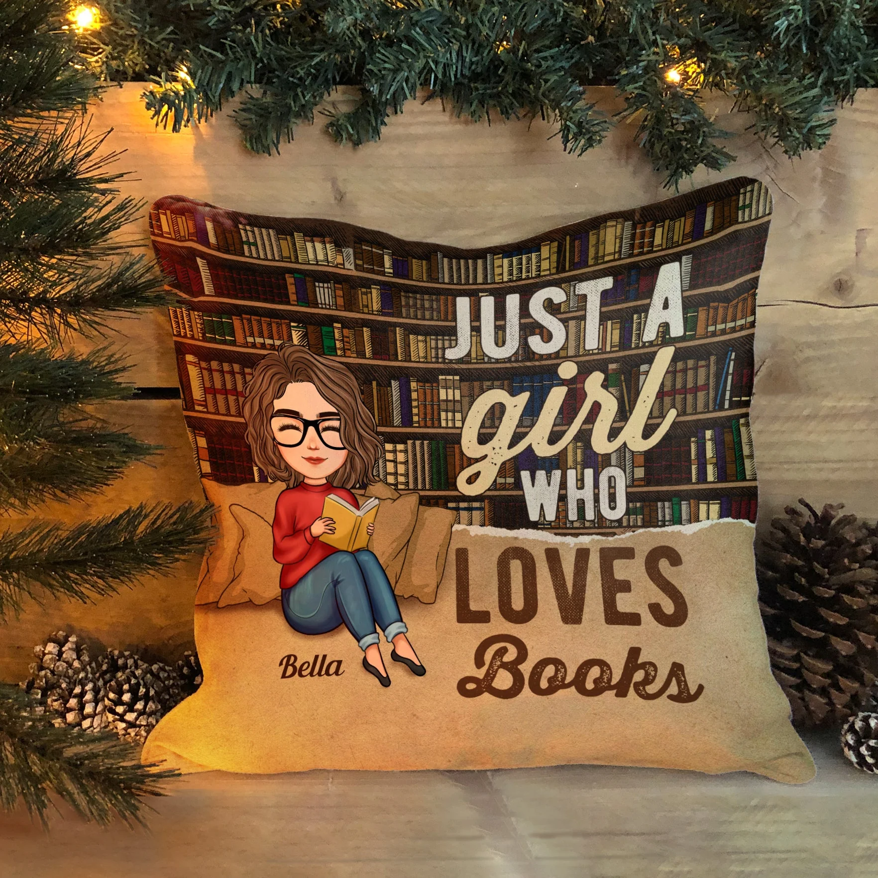 Just A Girl Who Loves Book - Personalized Pillow (Insert Included) - Image 2