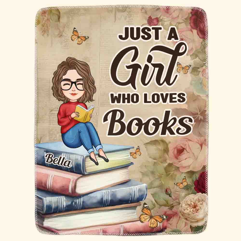 Just A Girl Who Loves Books Gift For Book Lovers, Book Worm - Personalized Blanket - Image 2