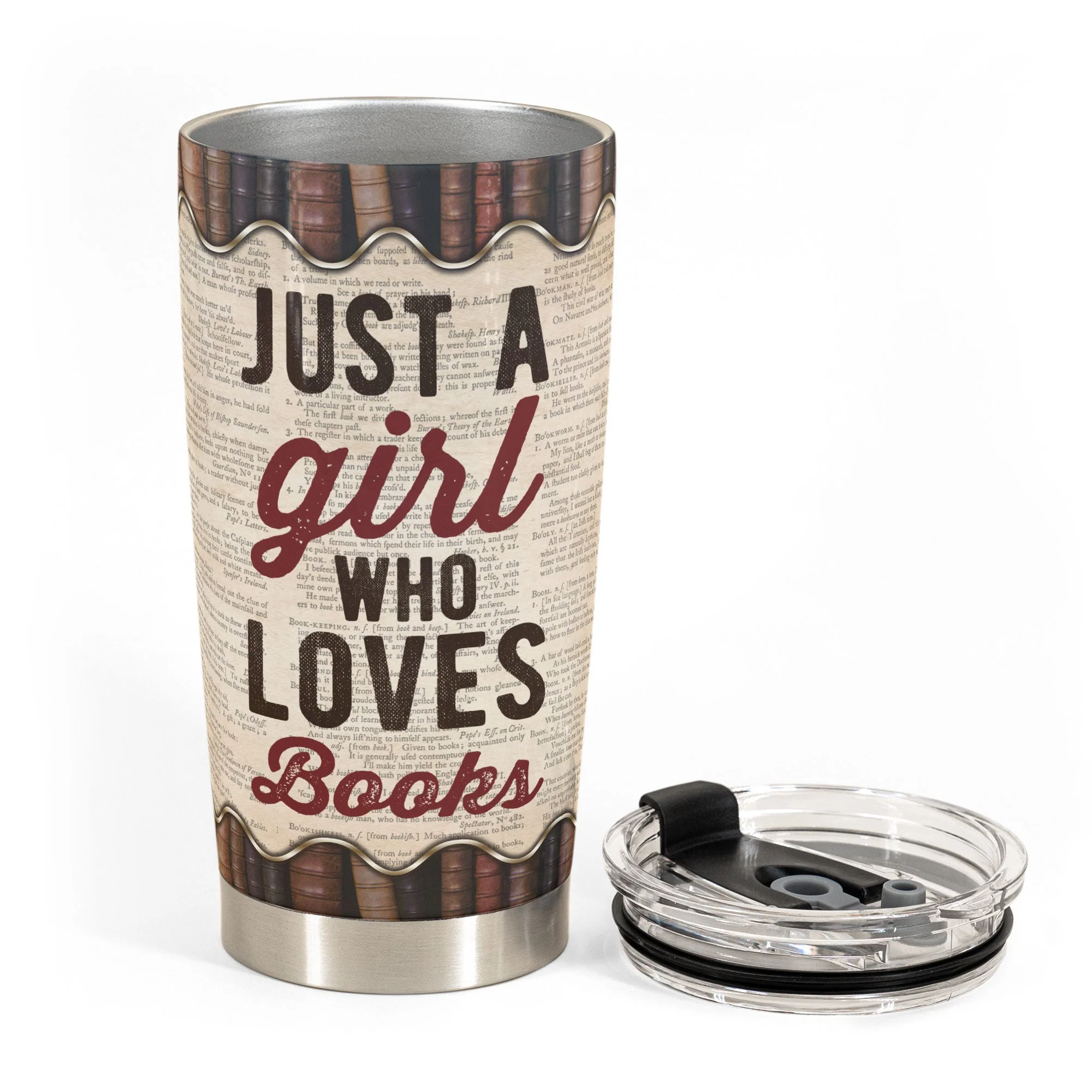 Just A Girl Who Loves Books - Girl Illustration - Personalized Tumbler  - Birthday Gift For Book Lover, Bookworms - Image 3